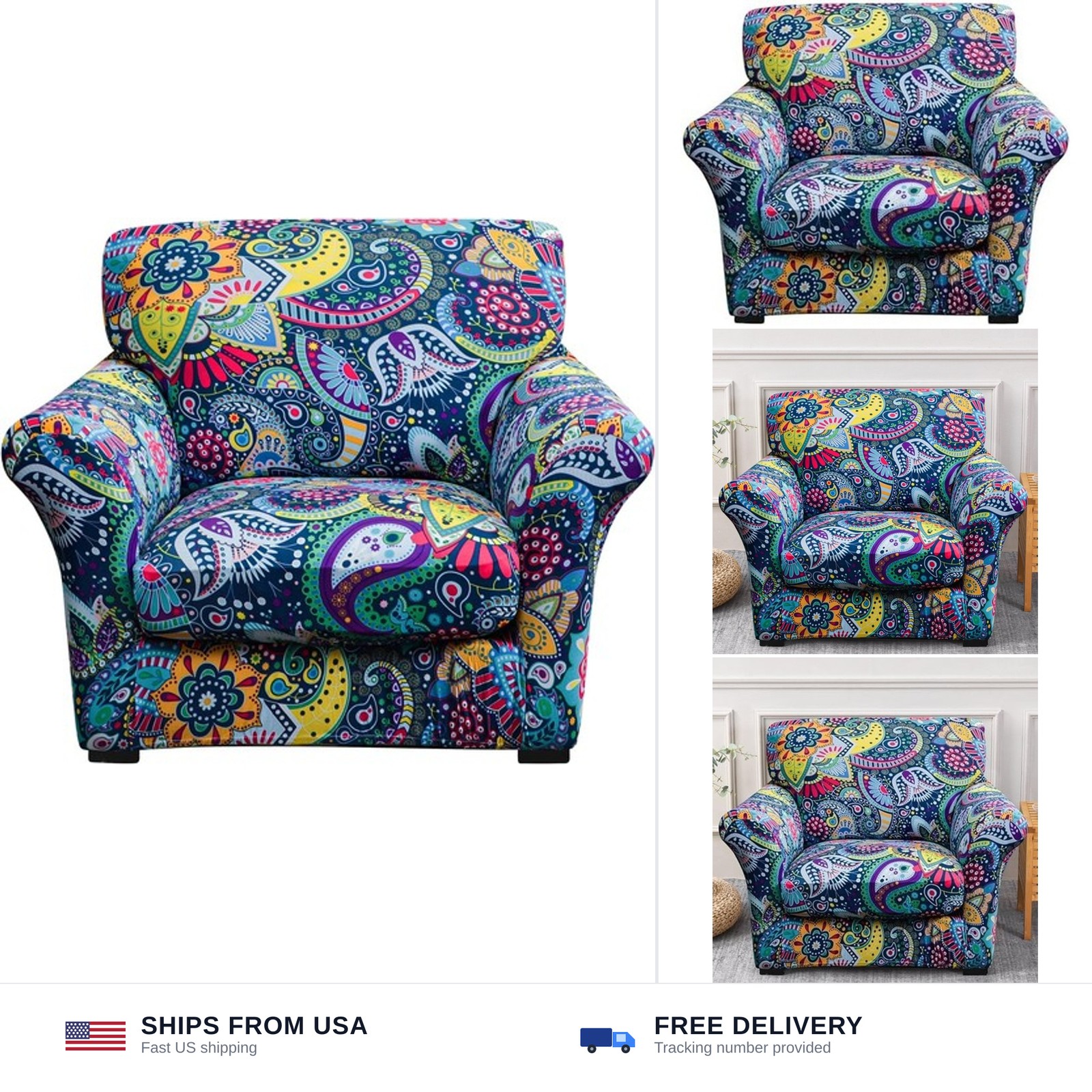 FORCHEER Armchair Slipcovers 2 Piece Printed Sofa Couch Covers with 1 Separat…