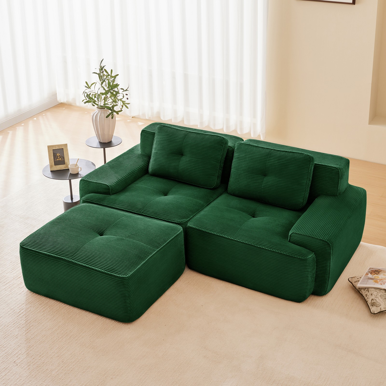 82″ Modern L-Shaped Modular Sectional Sofa for Living Room, Corduroy Fabric