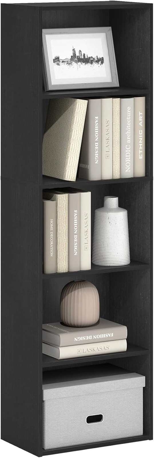 Luder 5-Tier Blackwood Bookcase & Storage Shelf for Home or Office