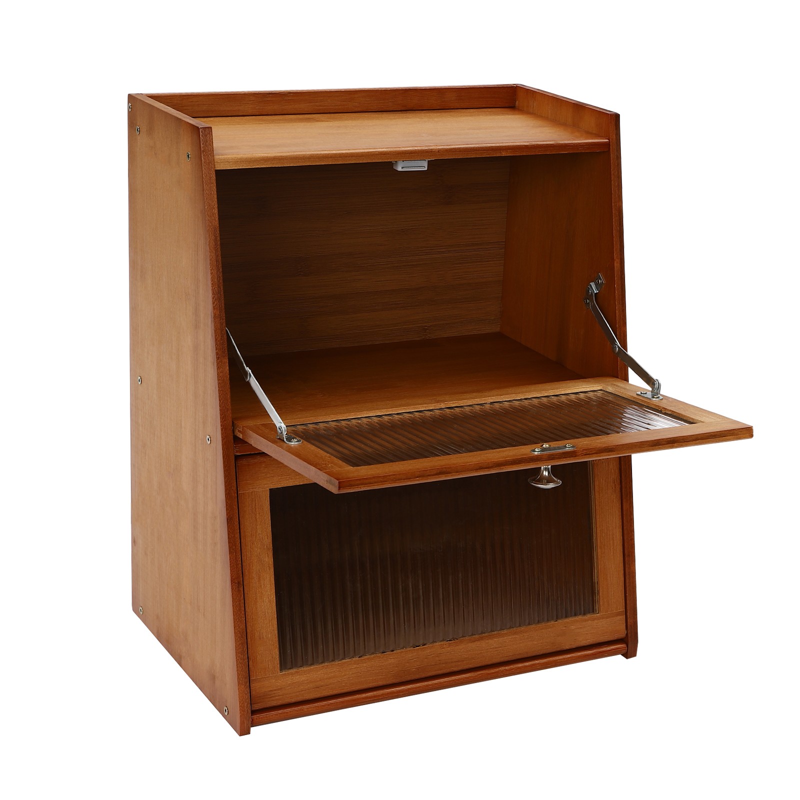 15.7×11×19.7 in 3-Tier Kitchen Storage Cabinet with Door, Dark Brown