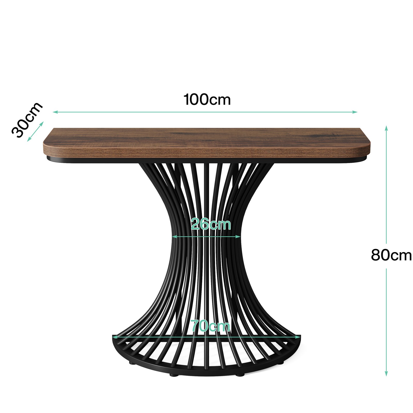 39-Inch Console Table, Industrial Entryway Sofa Table with Geometric Metal Base