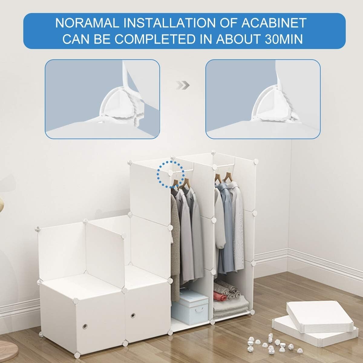 Wardrobe wardrobe system modular clothes 12 cubes white b288