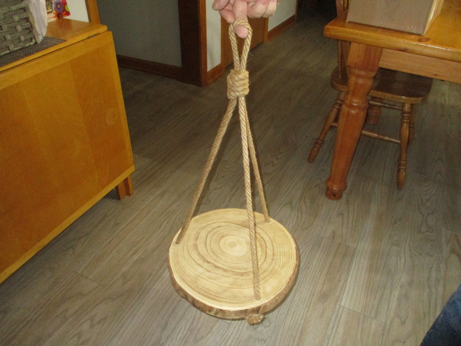 Rustic Wood Slice W/Jute Rope Hanging Shelf For Plants Or Decor,Bohemian/Farmhou
