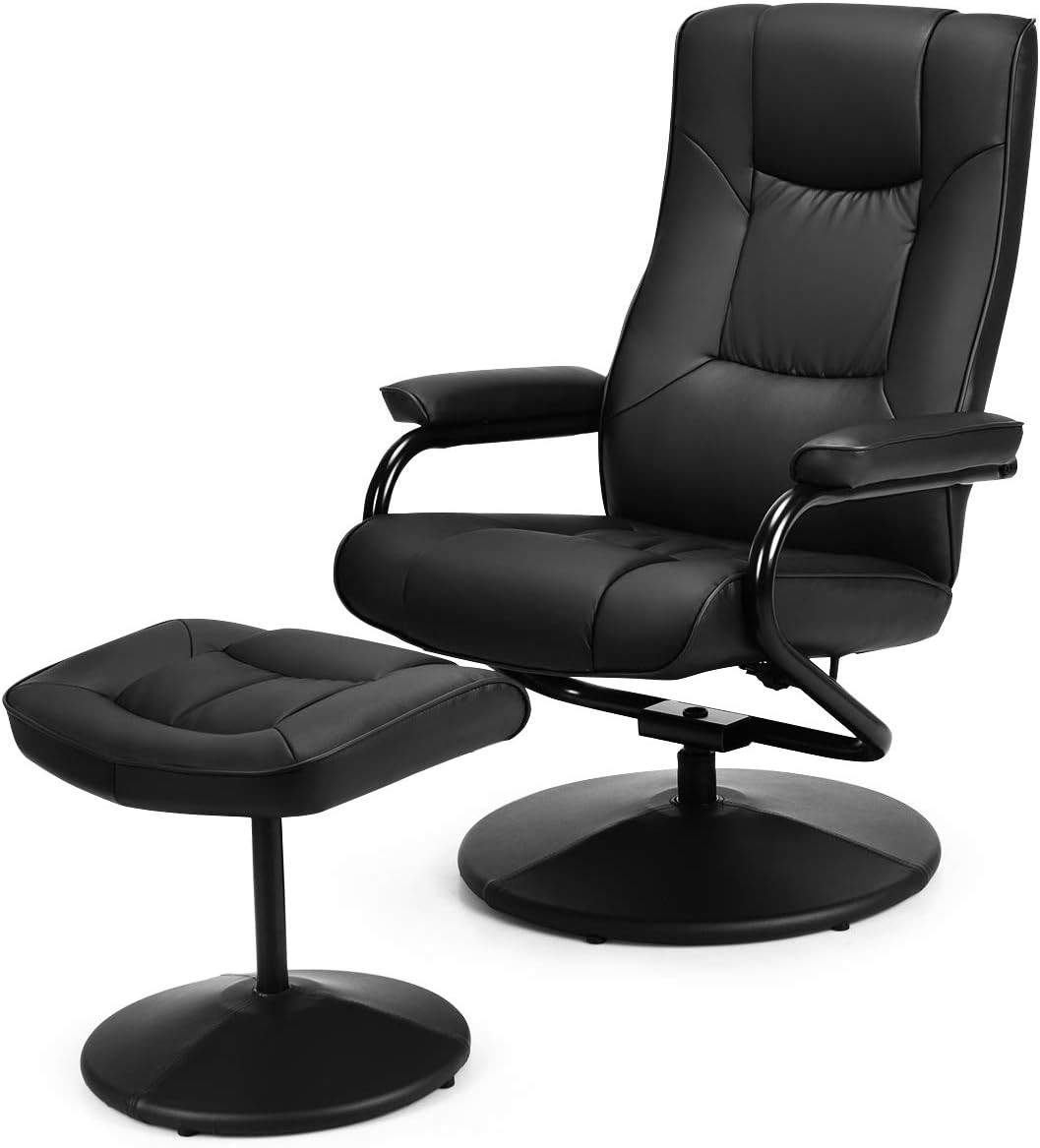 Swivel Recliner Chair, PU Leather Lounge Armchair Recliner, 360 Degree Swivel Ov
