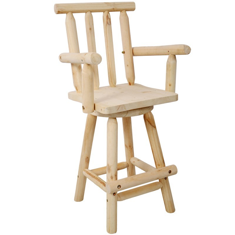 Fir Wood Bar Stool Swivel Counter Height Kitchen Dining Bar Chair with Footrest