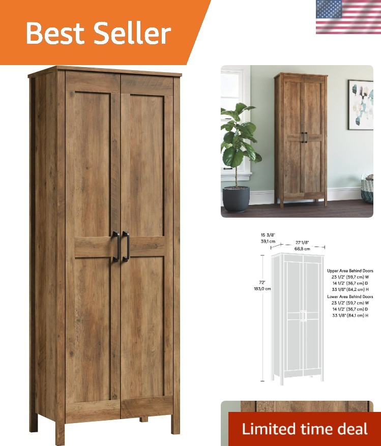 Chic Rural Pine Double Door Storage Cabinet – Perfect for Home Organization
