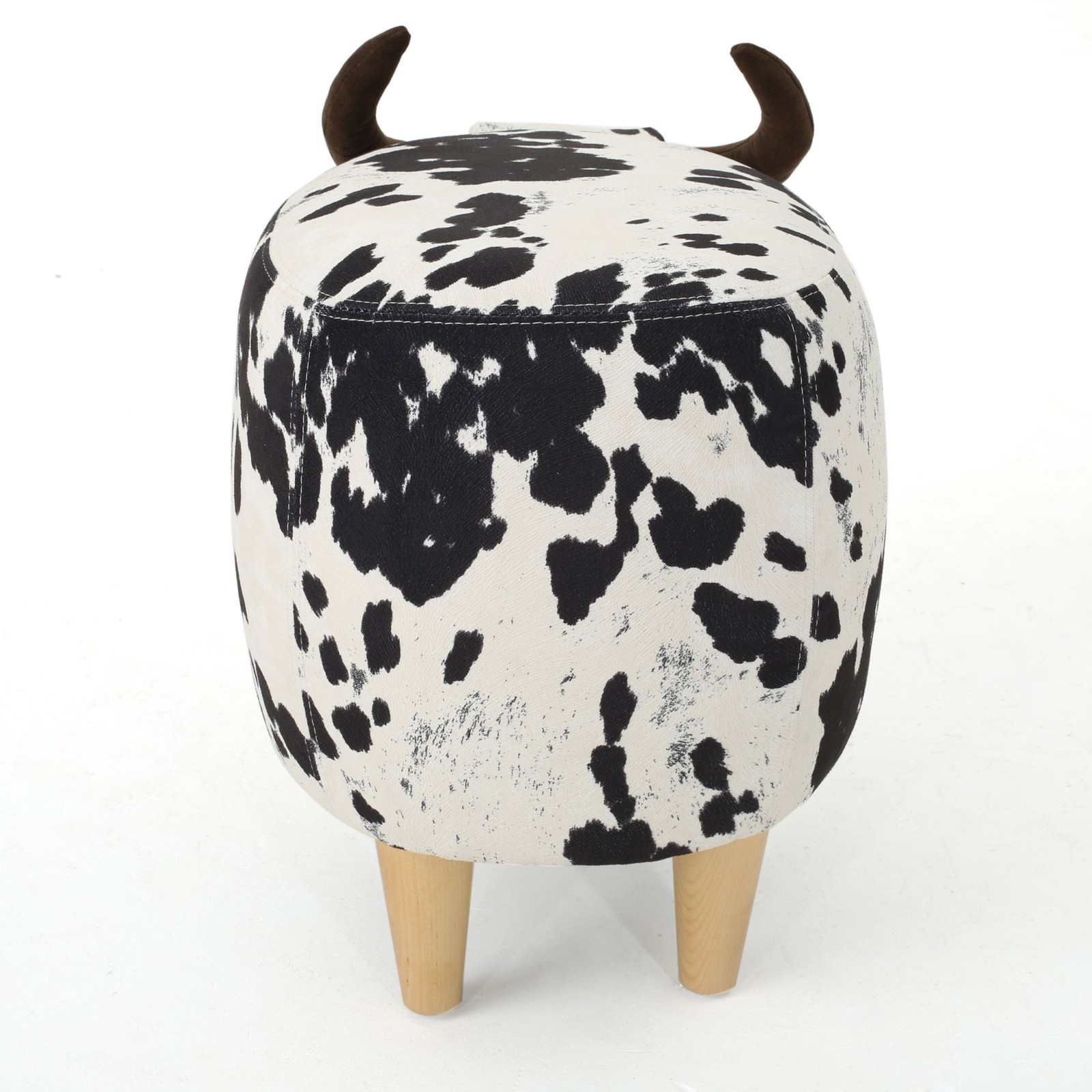 Cow Shaped Ottoman Cute Animal Footstool Wood Seat for Shoe Changing Entryway