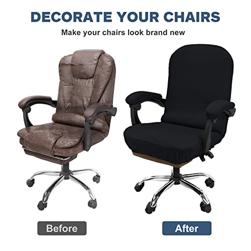 Stretchable Office Chair Cover with Armrest X-Large Jacquard Material Black