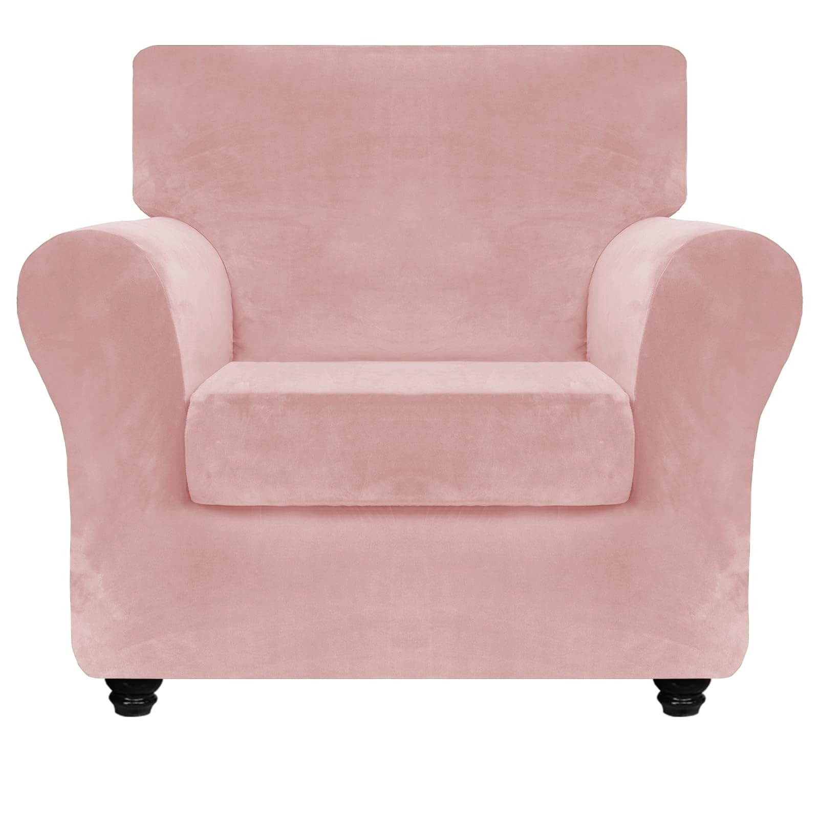 ZNSAYOTX Luxury Velvet 2-Piece Stretch Chair Slipcover w/ Arm for Armchairs