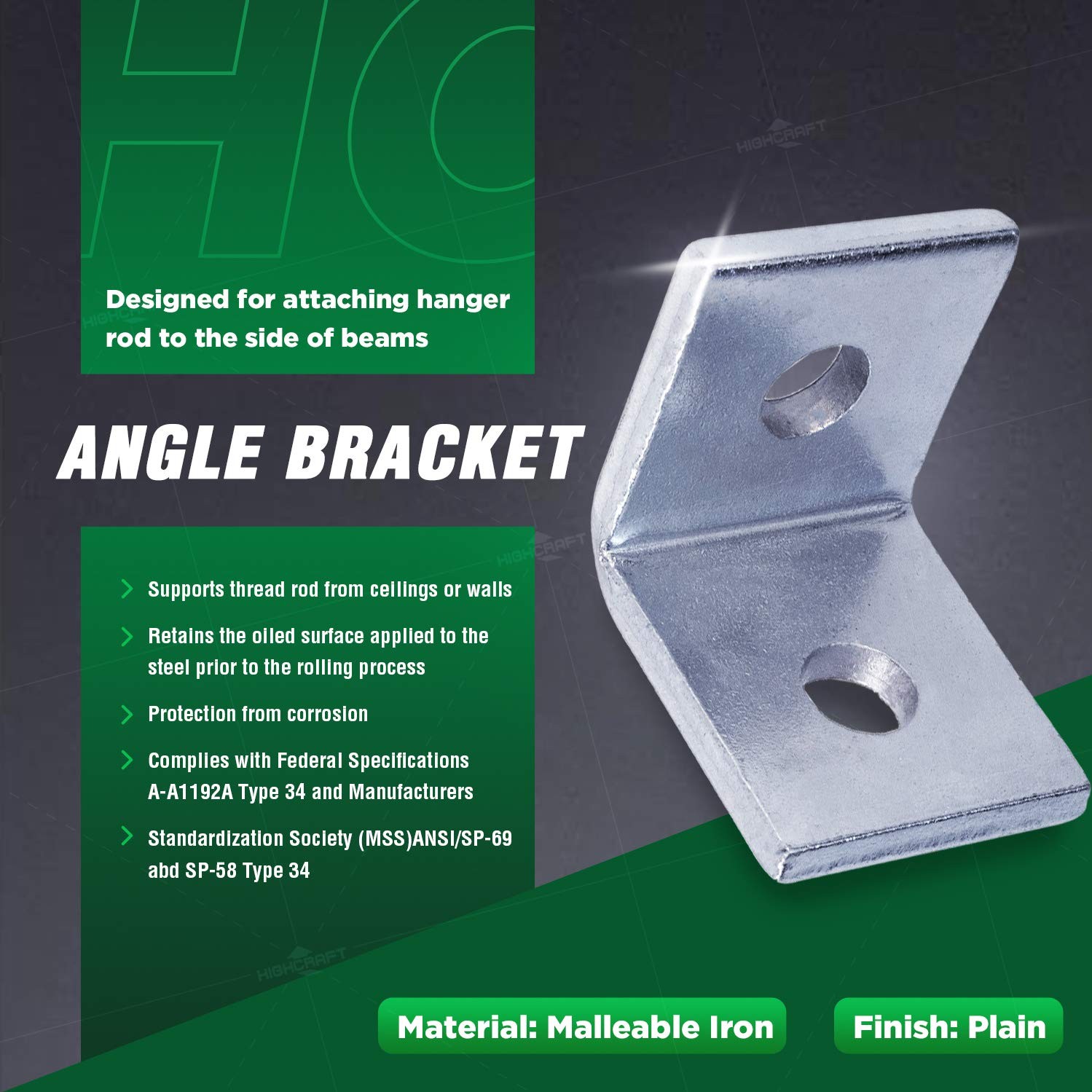 Shelf Brackets Heavy Duty L Corner Brace 1/2 Inch Bolt Malleable Iron 10 PCS