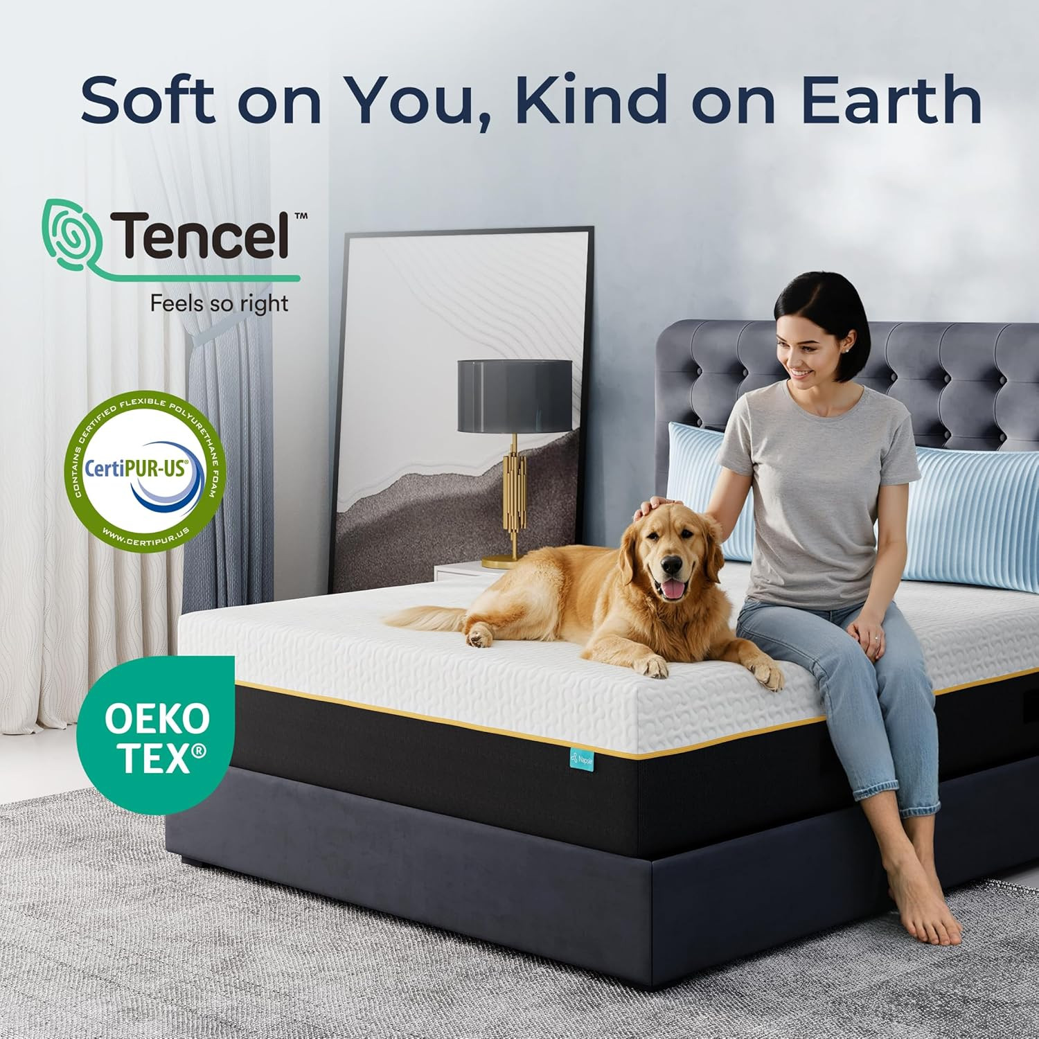 Firm Queen Memory Foam Mattress, 14 Inch Queen Size Mattress with Cooling Tencel