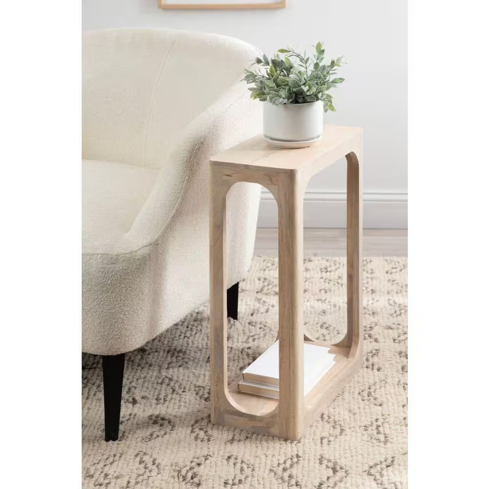Dahl 16 In. White Rectangle Solid Wood End Table