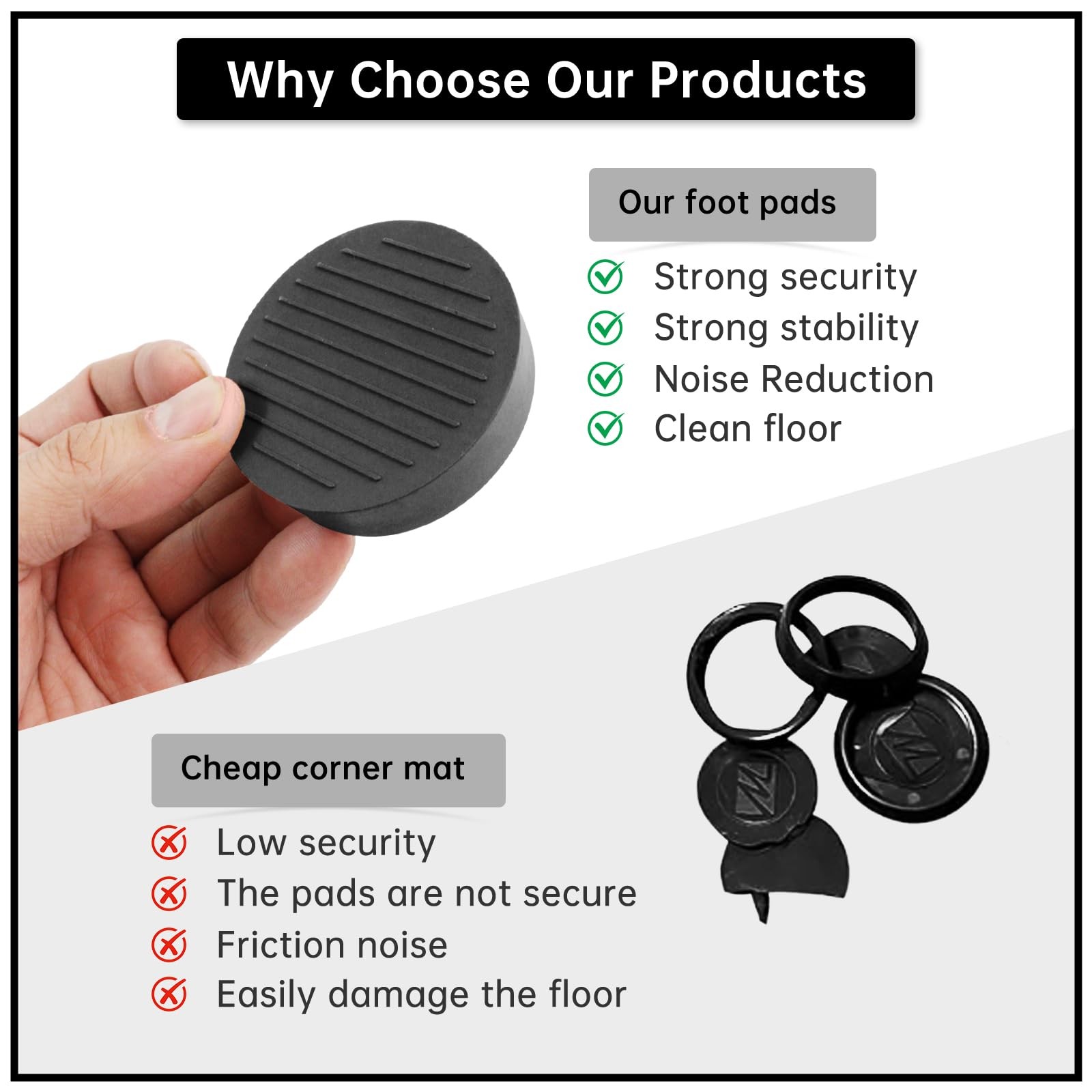 4 Pack Rubber Caster Cups, 2 X 2 Round Rubber Feet for Furniture