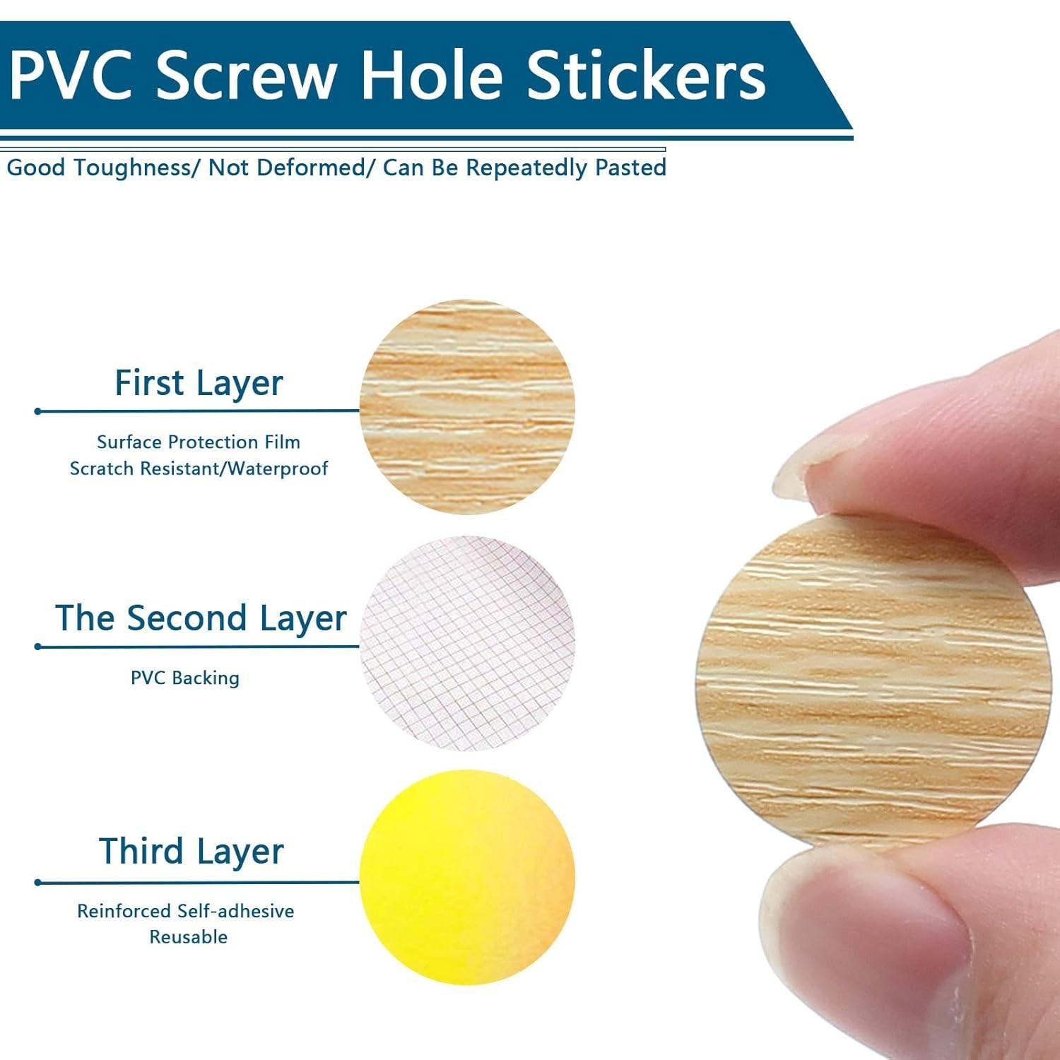 108pcs Self-Adhesive Waterproof Screw Hole Stickers for Wooden Furniture – Maple