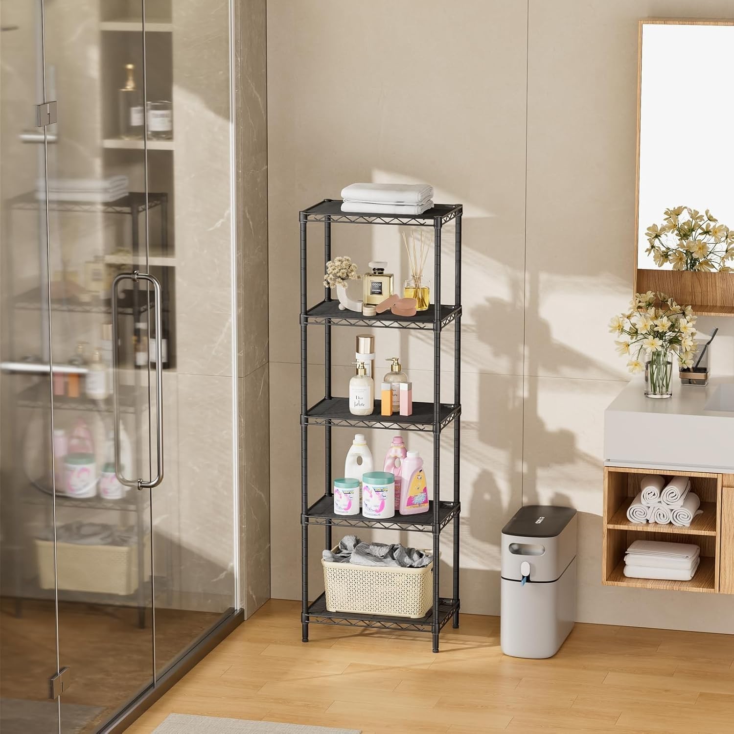 Multi-Use Adjustable Metal Storage Rack: Perfect for Closets, Kitchens, and More