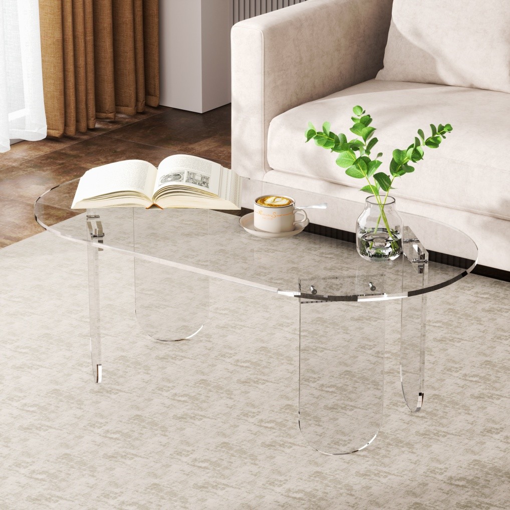 Acrylic Coffee Table Clear Coffee Table with Anti-scratch PVC Cover Sofa Table