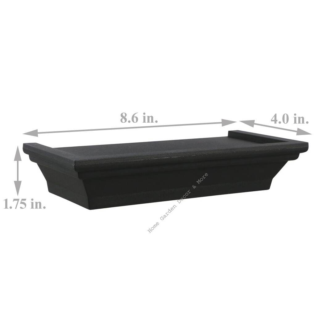Small BLACK Floating Plastic Wall Shelf Shelving 8.6″ L x 4″ D Holds 5 lbs