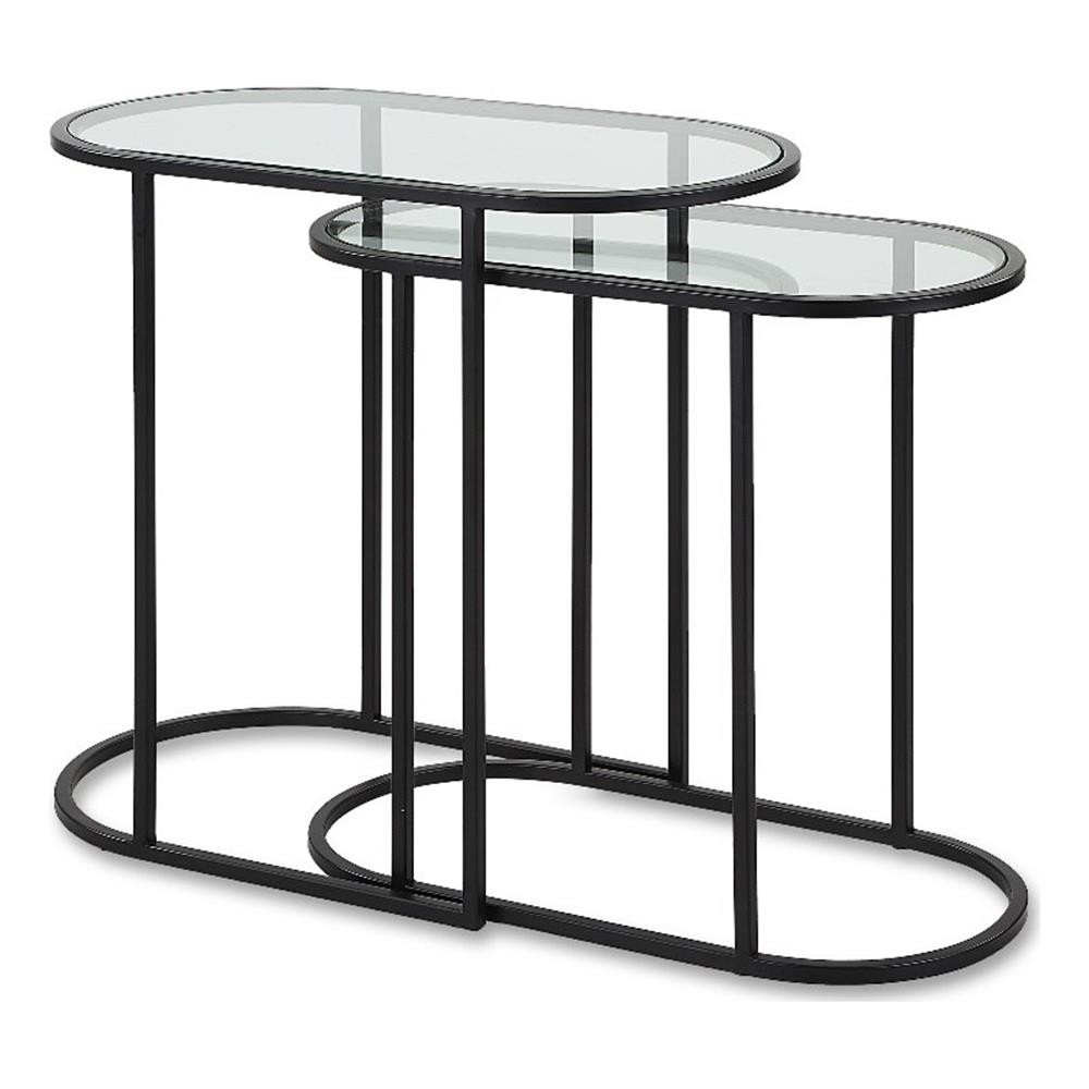 Bowery Hill Contemporary 22″H x 24″W x 12.5″D Accent Iron Table in Black