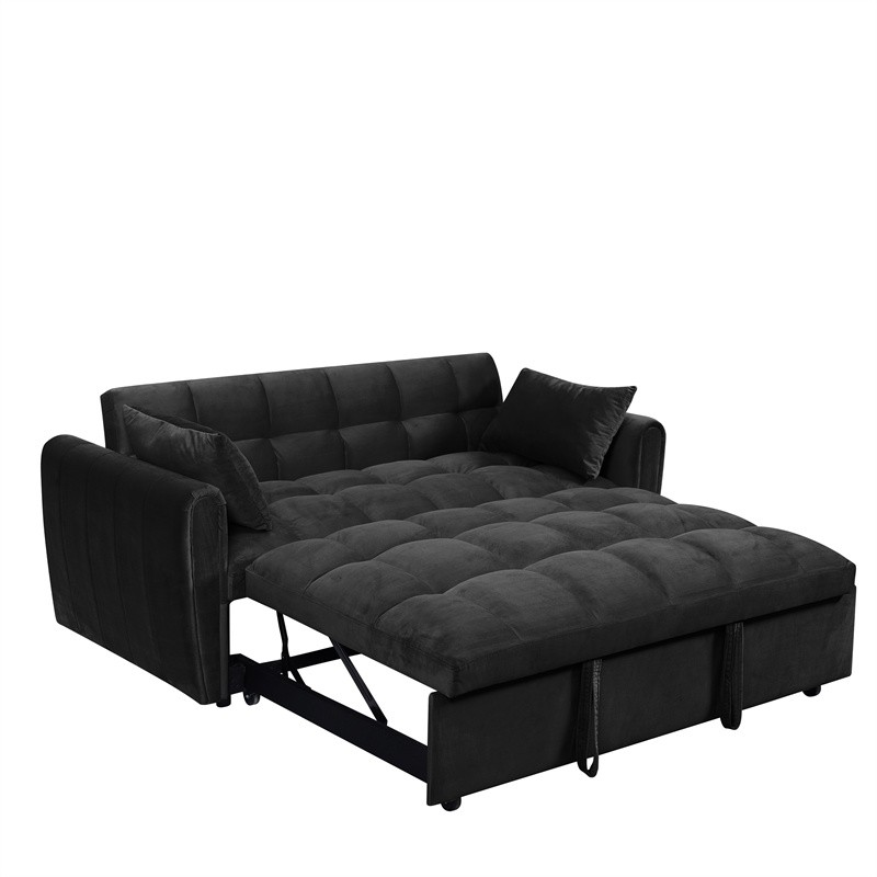 65″ 3-in-1 Foldable Large-Size Sofa Bed Modern Velvet Double Sofa Adjust Back