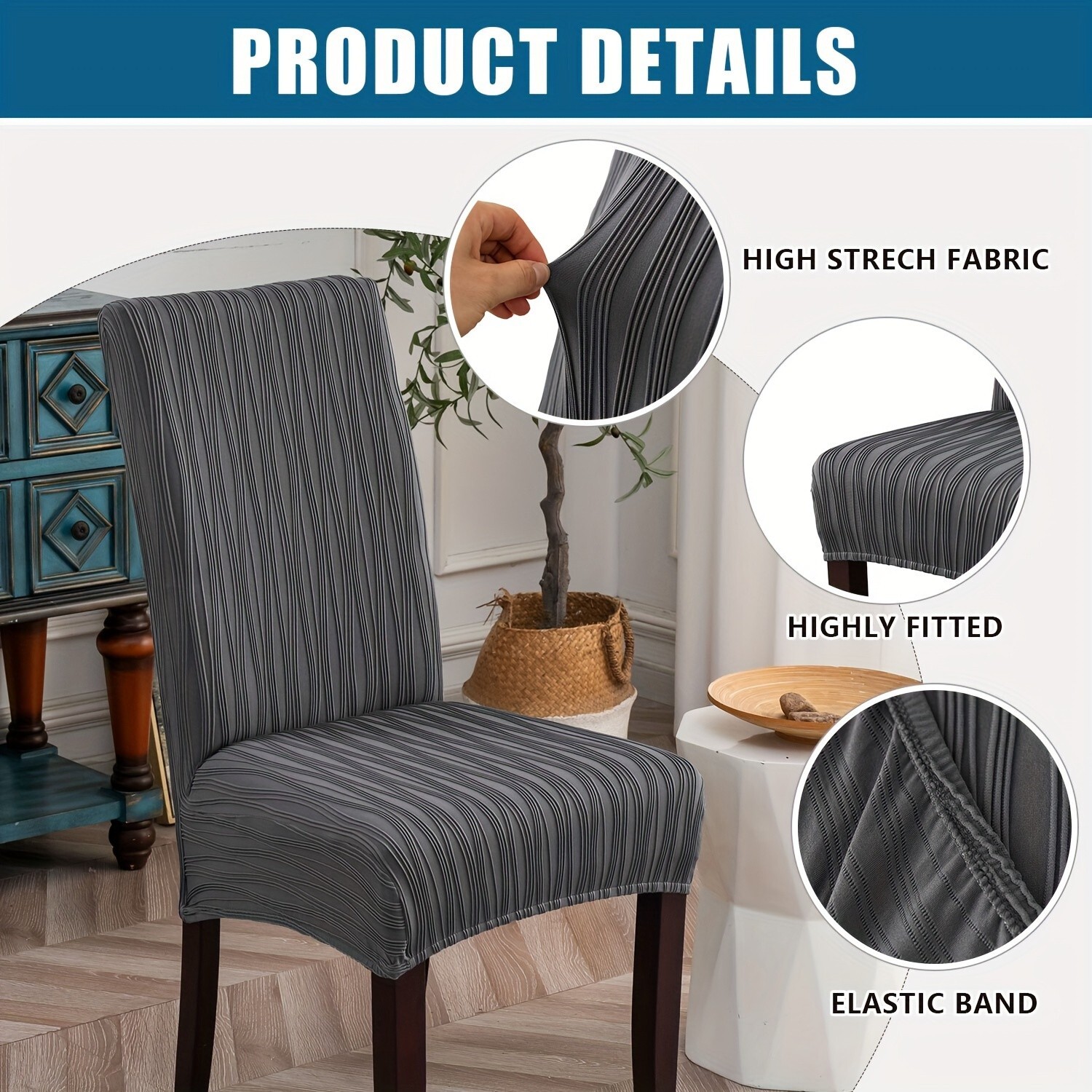 4/6 piece flexible washable dining chair cover for family kitchen banquet hotels