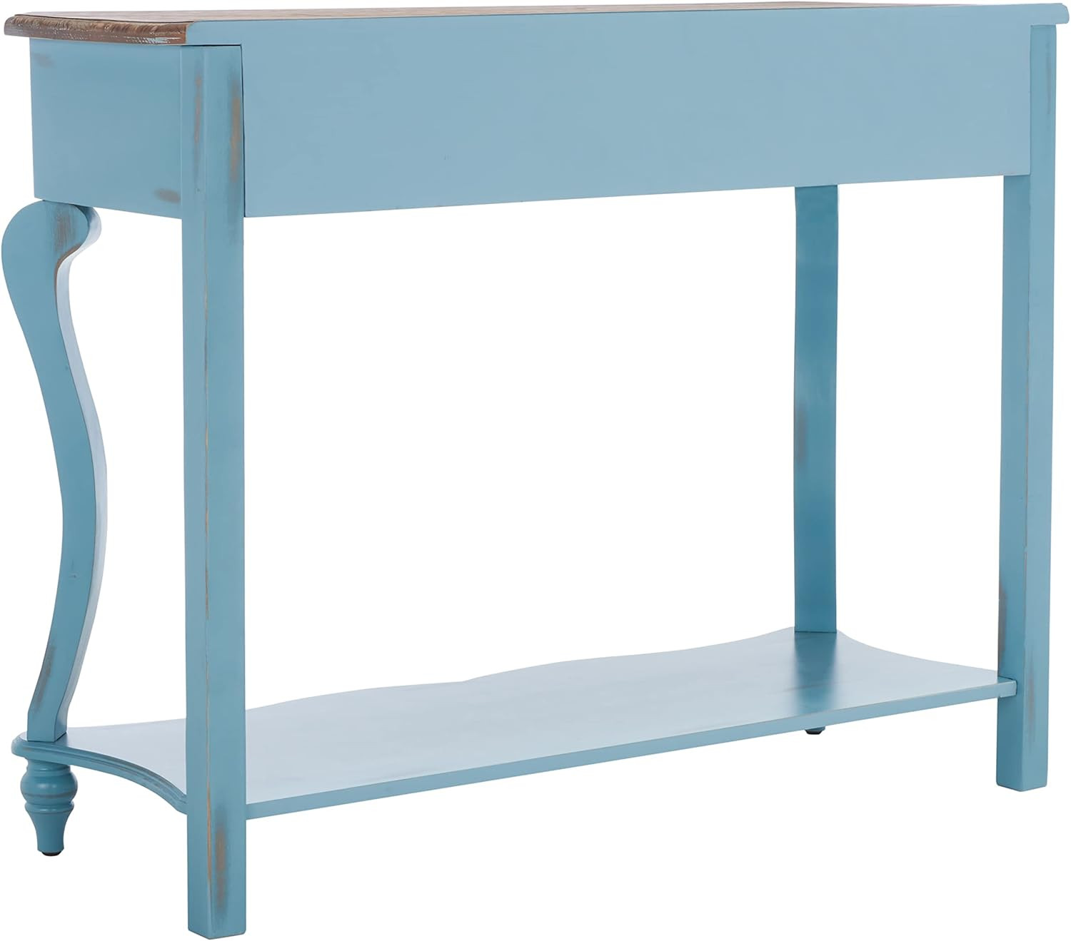 Stylish Blue and Oak Console Table for Home Decor