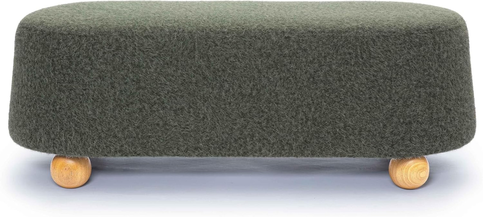Jaine Forest Green Mohair Large Ottoman – Stylish and Cozy Seating Option