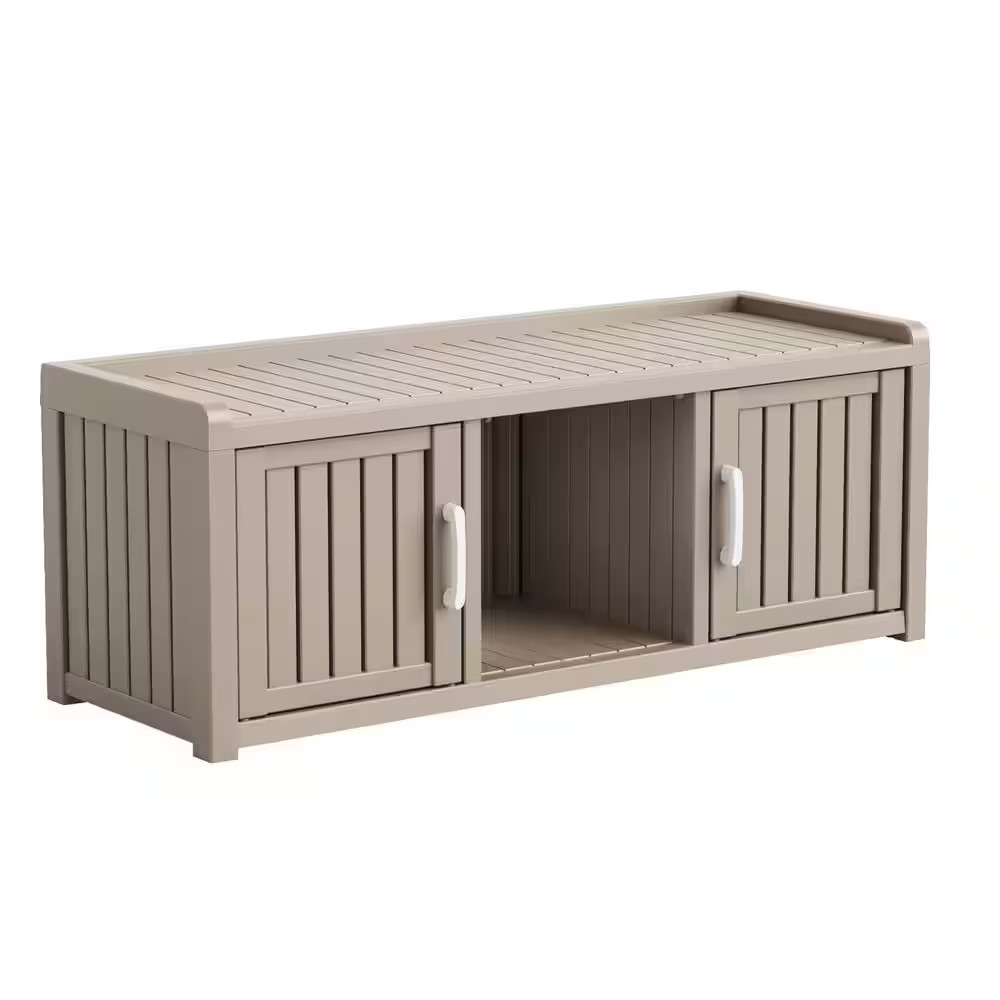 Grey Resin 47 In. W X 17 In. D X 18 In. H Outdoor Storage Cabinet Waterproof Sho