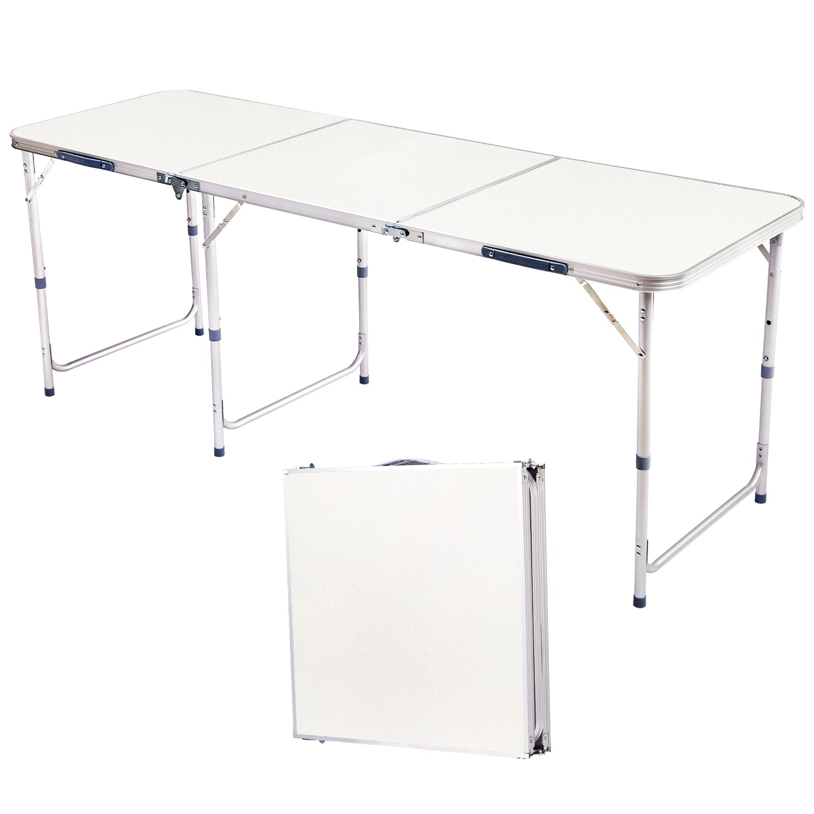 180 x 60 x 70cm White Aluminum Alloy Folding Table for Outdoor Camping Picnic