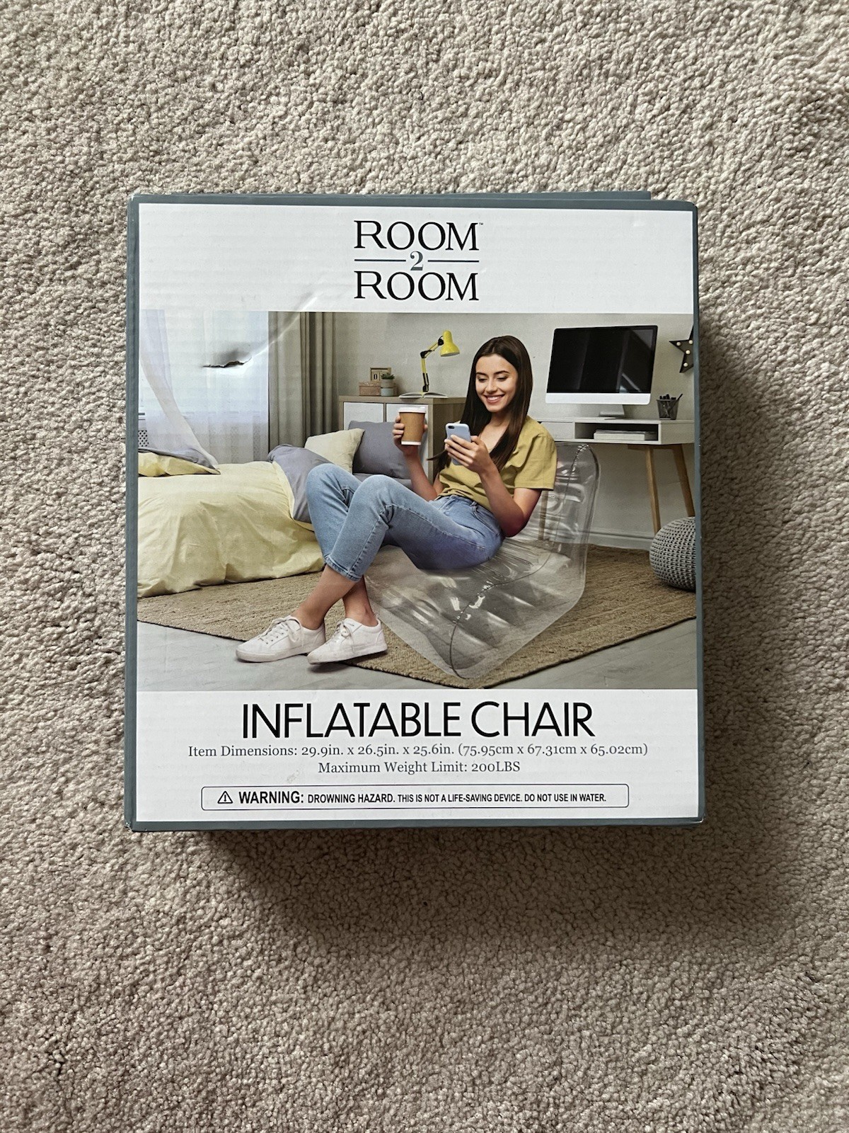 Room 2 Room Clear Transparent Inflatable Chair 30″X29″X21″ 100% PVC
