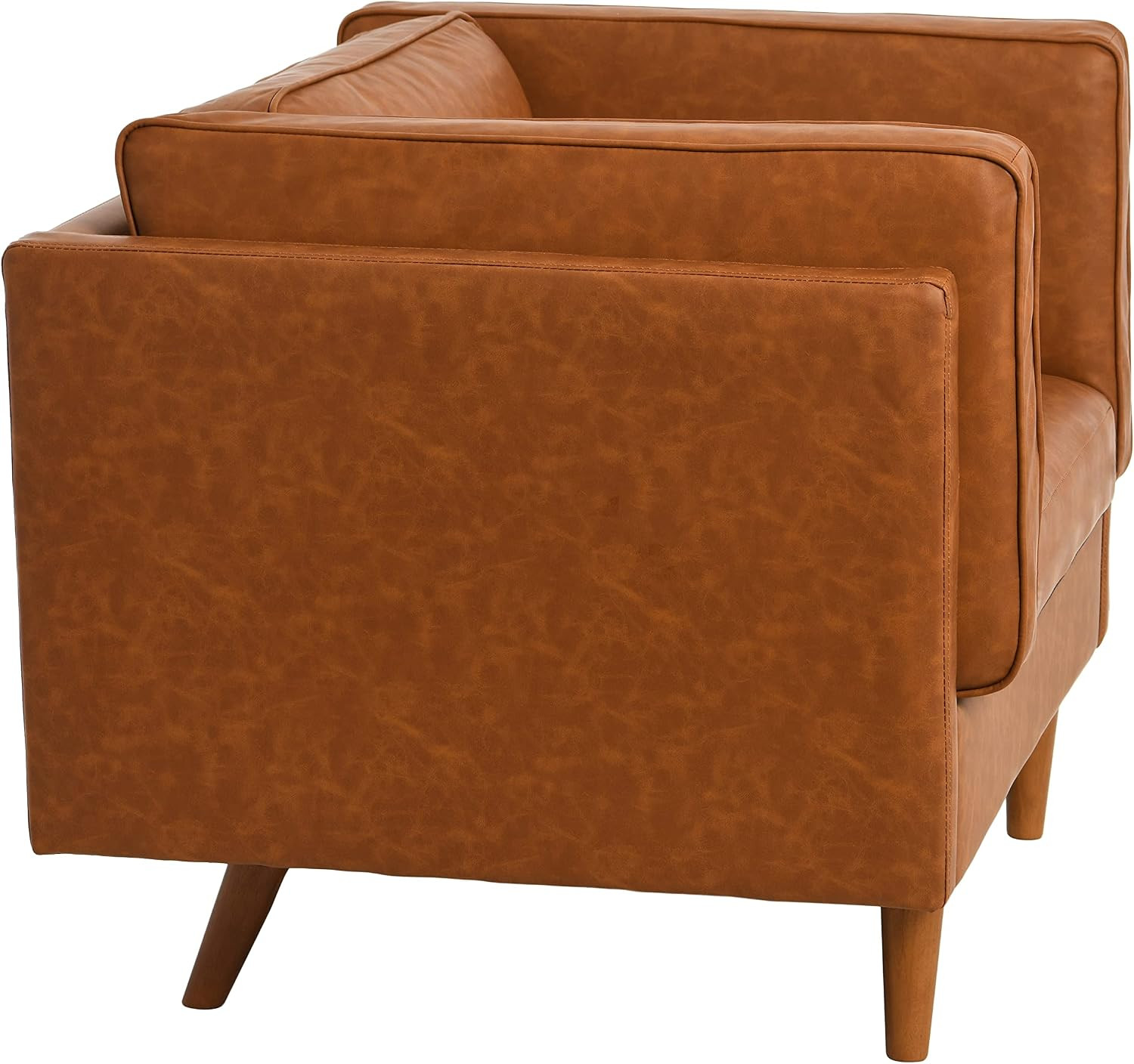 Vegan Cognac Leather Atley High Sided Armchair Sofa by Creative Co-Op
