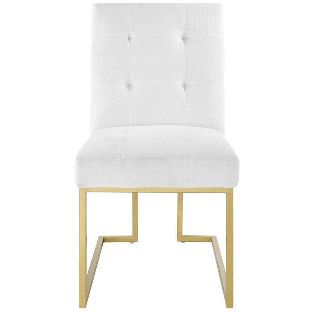 Modway Privy 18.5″ Stainless Steel Polyester Dining Accent Chair in Gold/White