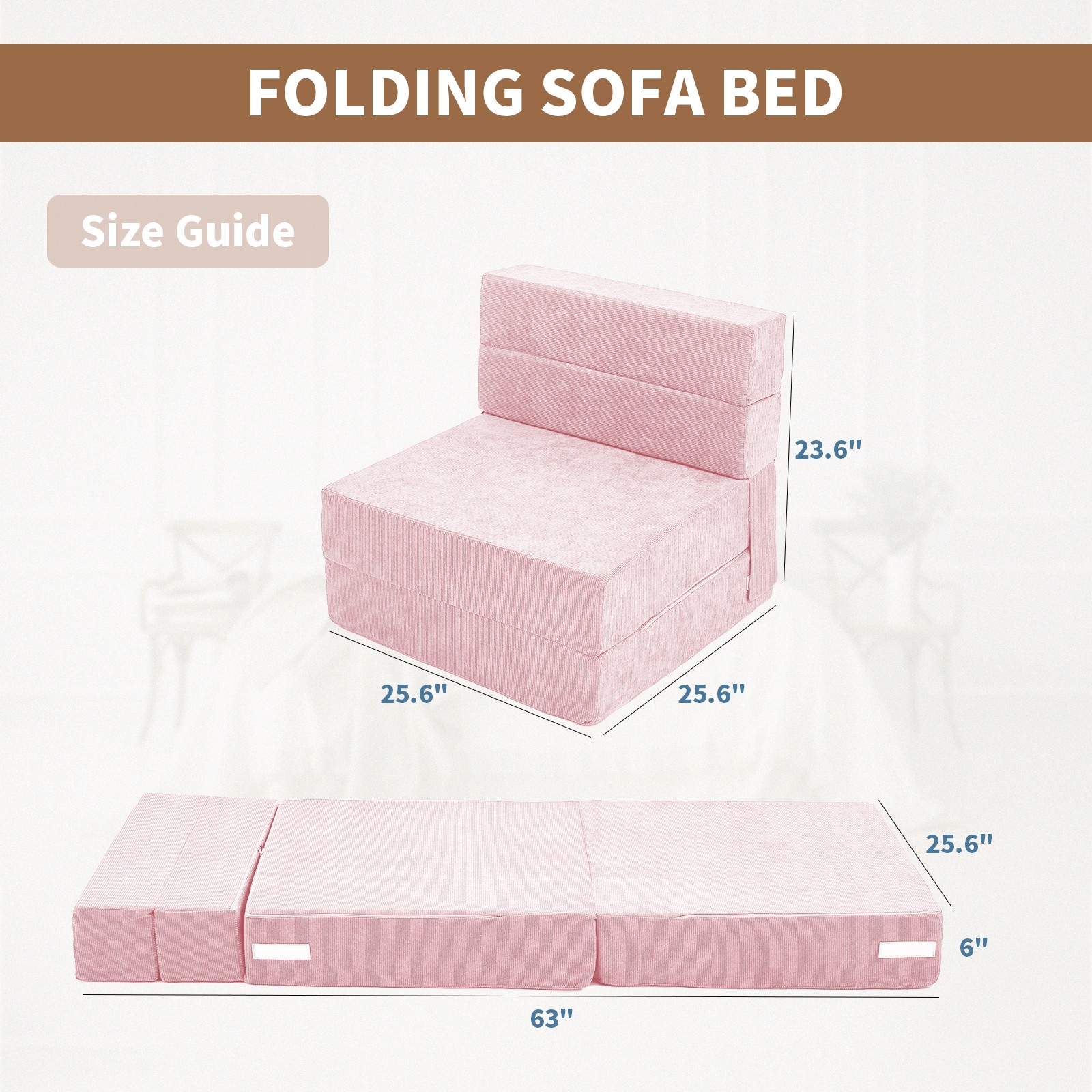 NAIZEA Tri Fold Mattress Memory Foam Mattress Foldable Bed with Washable Cover