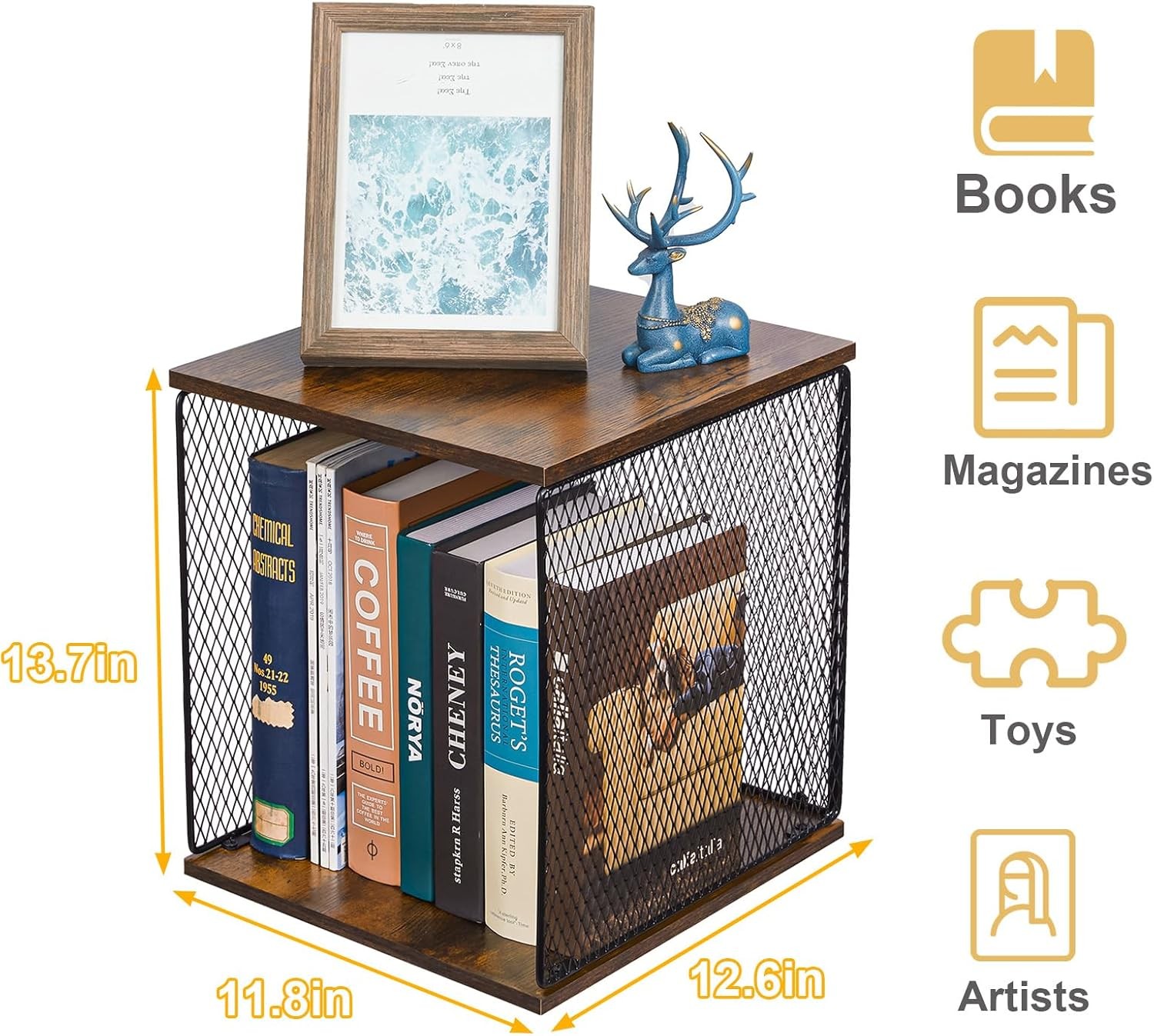 3 Cube Vinyl Record Storage DIY Stackable 120-150 Records 3 Cube, Black Brown
