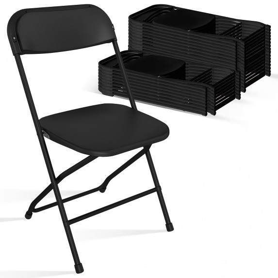 OROFULL 30 Pack Plastic Folding Chair, 350lb Capacity Stackable Chair, Black
