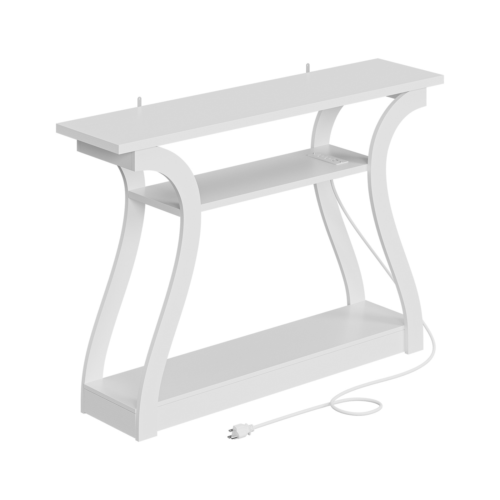 Modern 3 Tiers Hallway Console Table with Power Strip Home Storage Side Desk