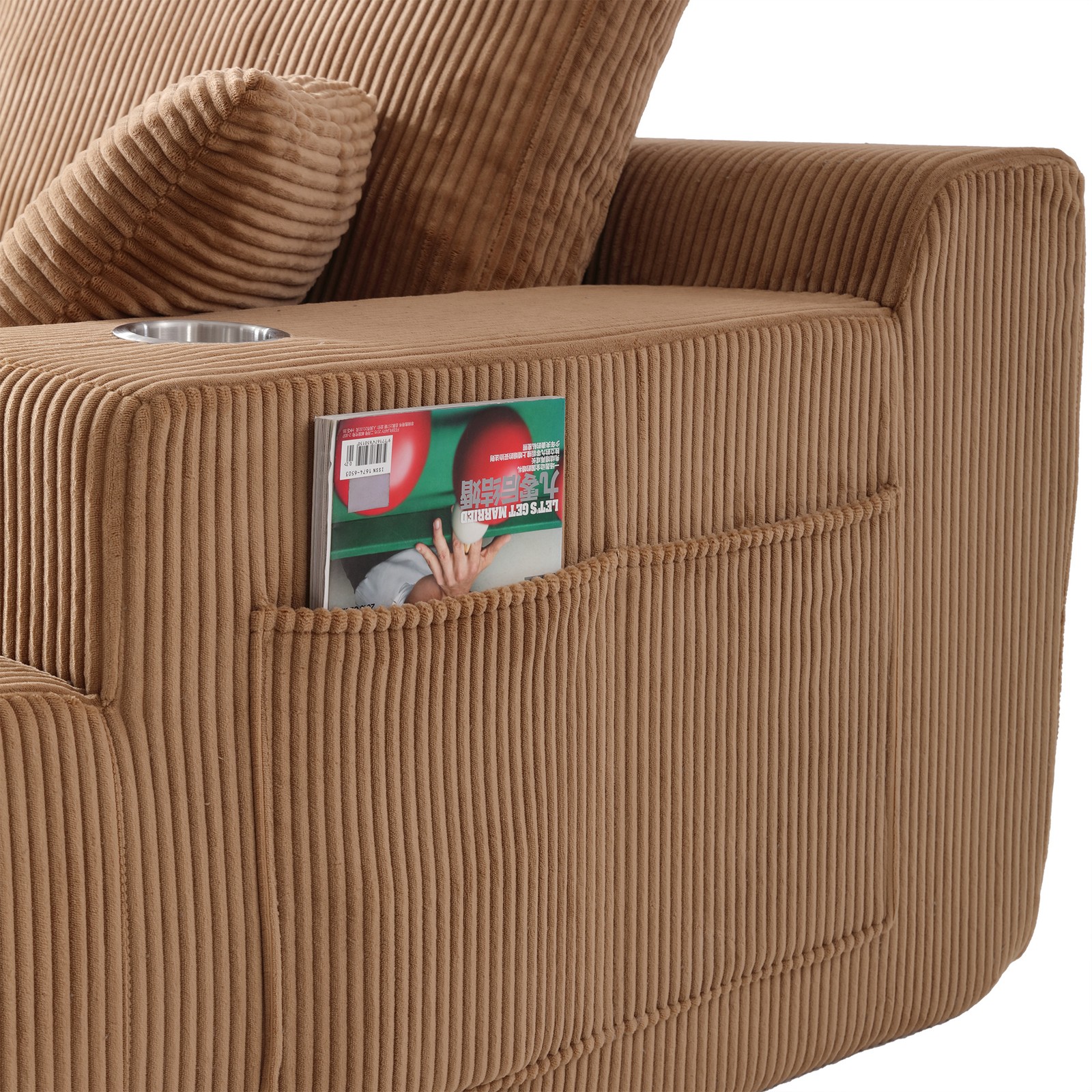 130″ U-Shaped Modular Sectional Sofa with Chaise, Corduroy, Brown