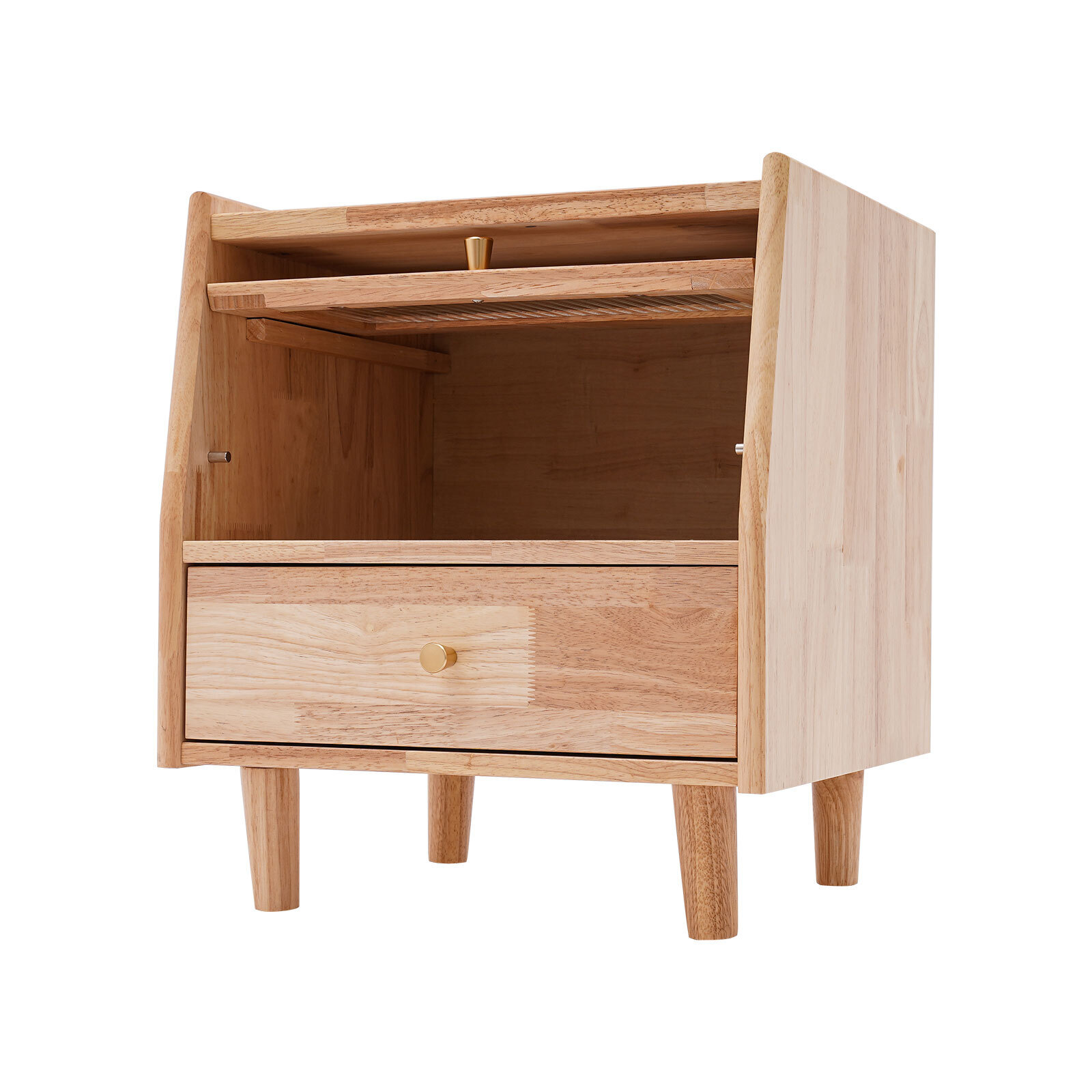 43.5*40*48cm Rubberwood Bedside Cabinet Bedroom Storage Cabinet With 2 Drawers