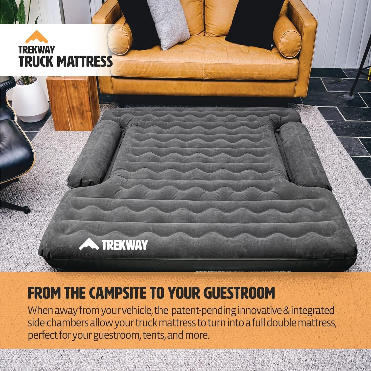 Durable Double Size Inflatable Truck Bed Mattress with 12V Pump and Carry Bag