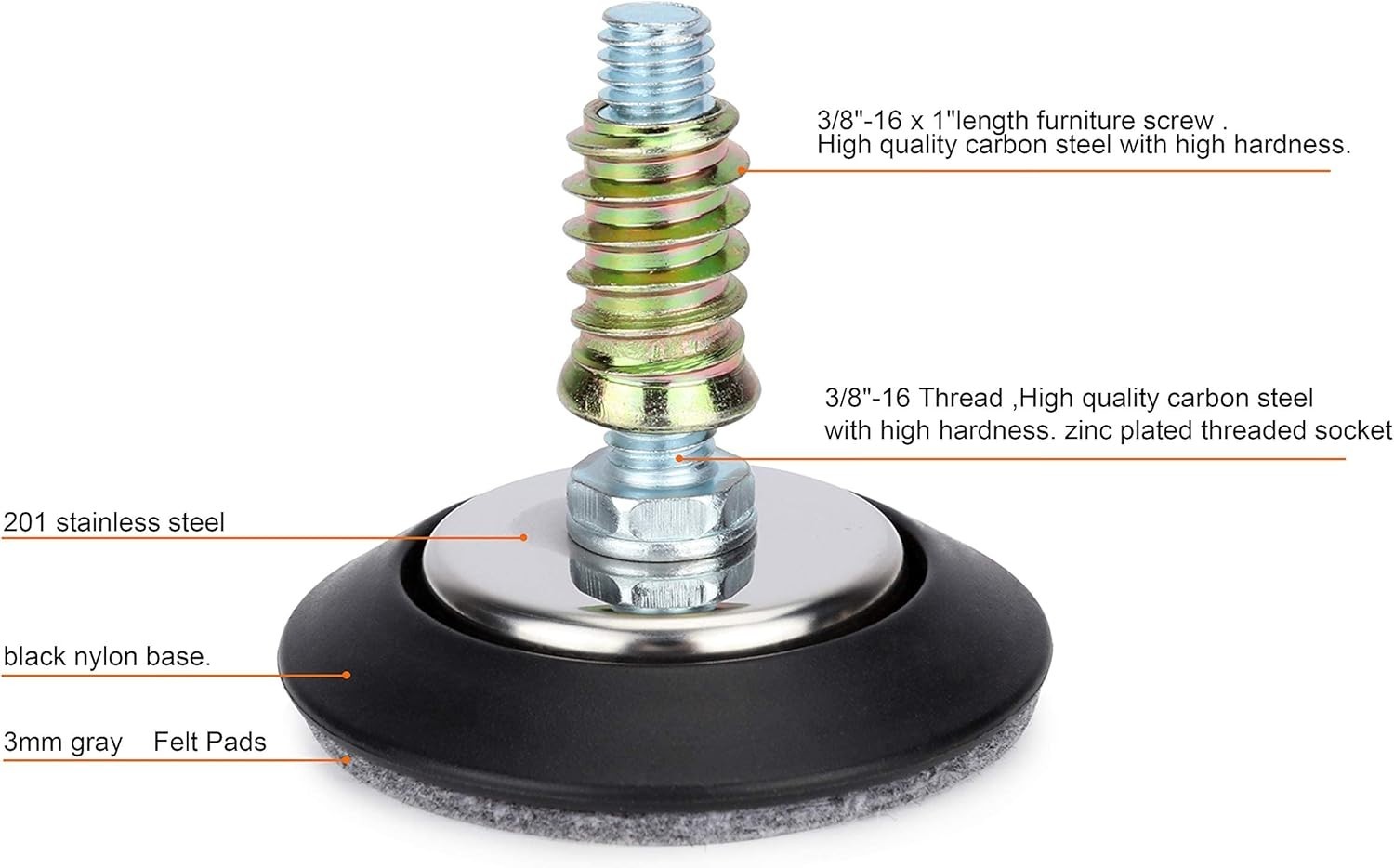Durable Adjustable Leveling Legs for Tables & Chairs – 120 lb Load Capacity
