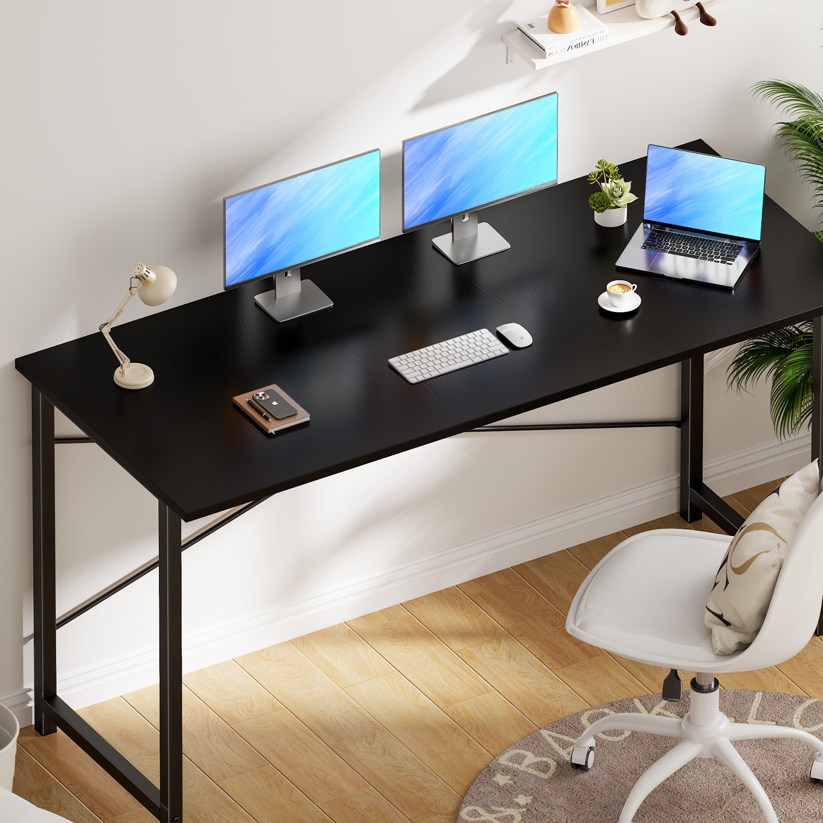 Computer Home Office Desk with Storage Bag, Hook, with 40/47/55/63IN Workstation