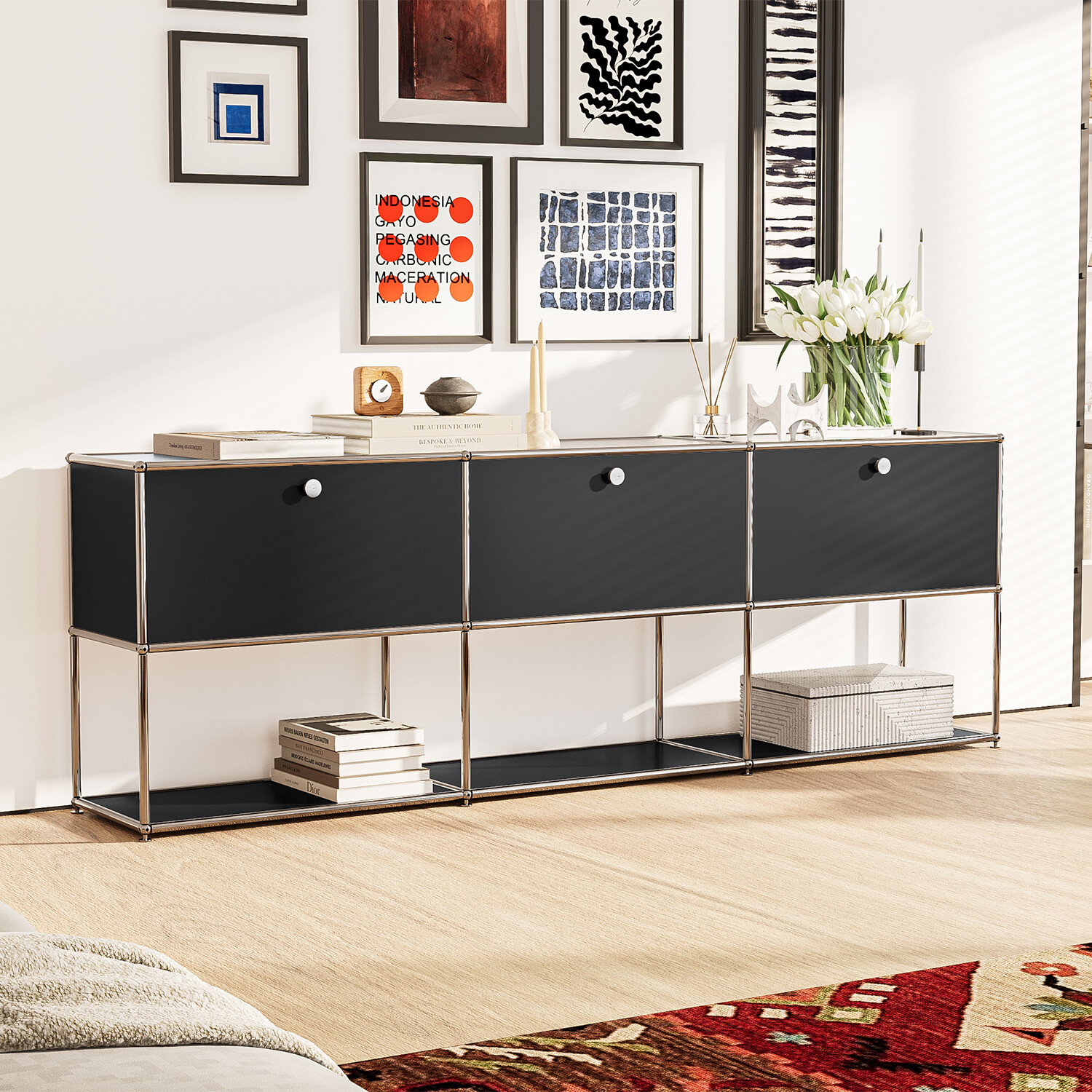 USM Haller Style Modern Storage Cabinet Metal Storage Organizer Shelf Home Decor