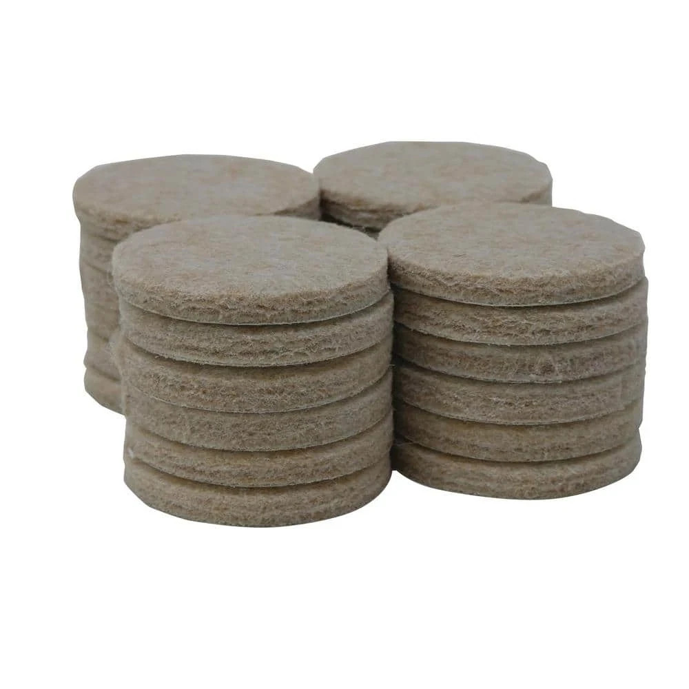 1 1/2 in. Beige Round Felt Heavy Duty Self Adhesive Furniture Pads (24-Pack)