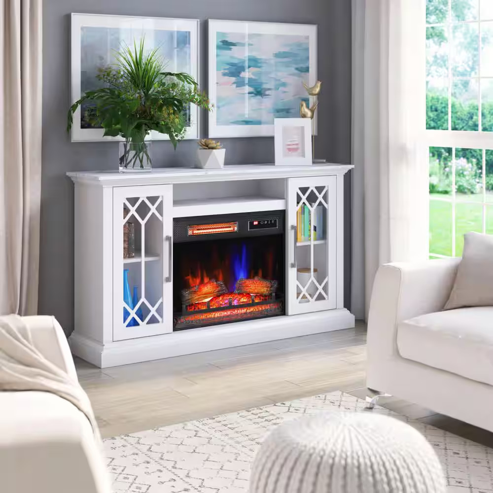 Duraflame 62 In. Freestanding Electric Fireplace TV Stand in Bright White