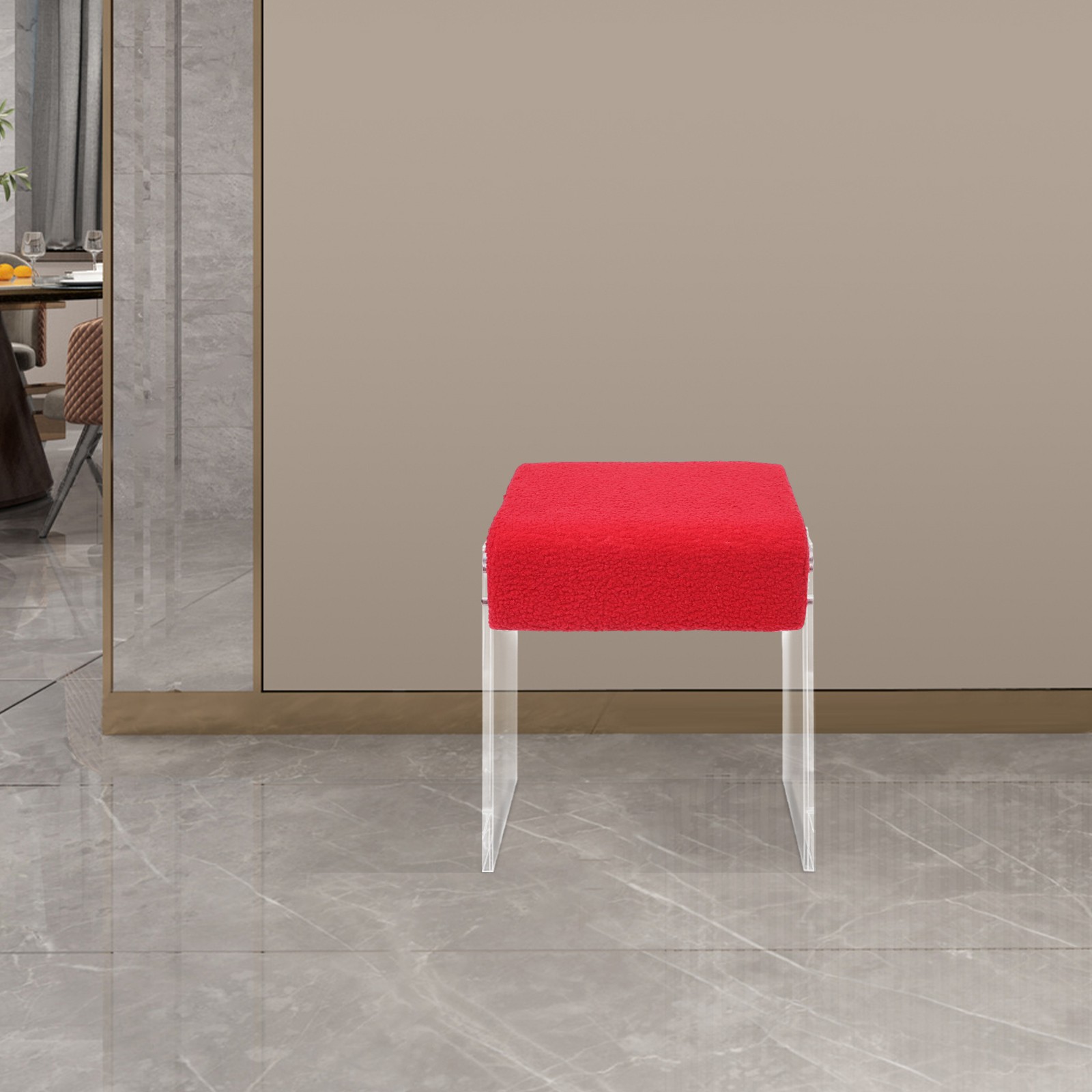 Makeup Stool Modern Minimalist Multi-functional Vanity Acrylic Chair w/ Cushion