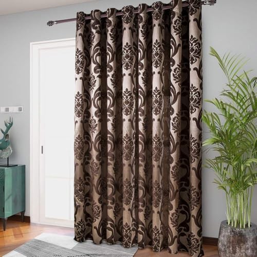 Sliding Door Curtains Luxury Patio Doors Damask 100″W x 84″L (Pack of 1) Brown