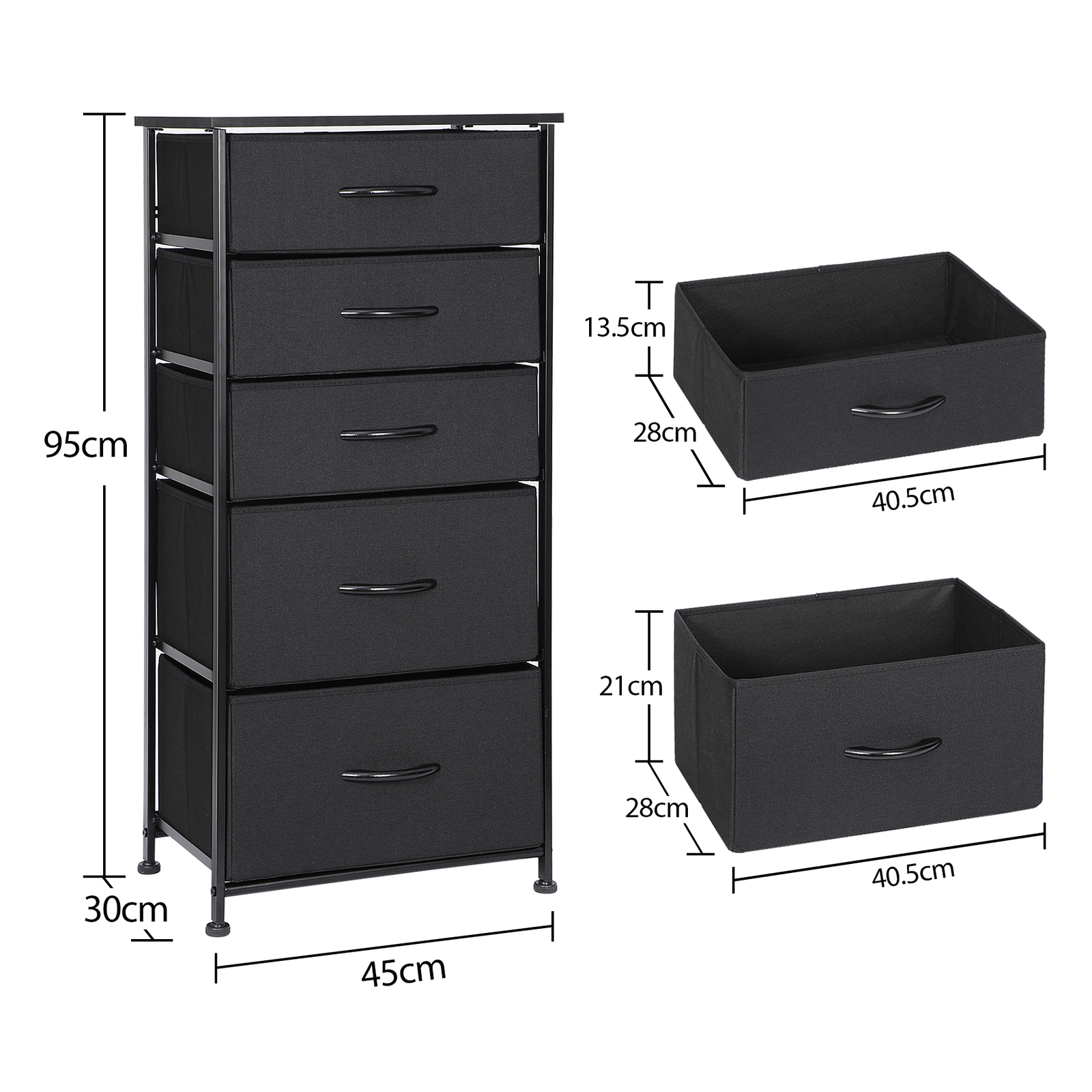 Fabric Dresser Storage with 5 Drawers Sturdy Metal Frame, Wood Top for Bedroom