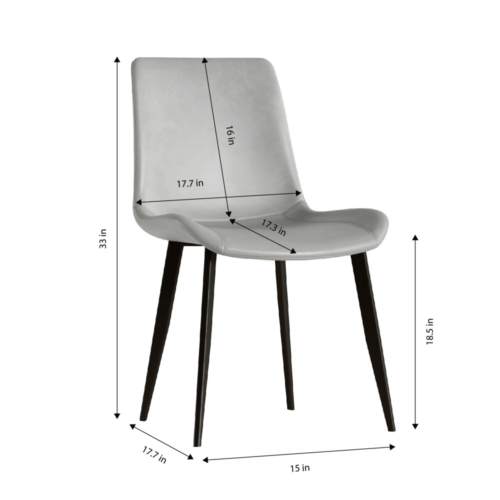 4 Dining Chairs PU Leather Carbon Steel Legs Curved Backrest Padded Seats