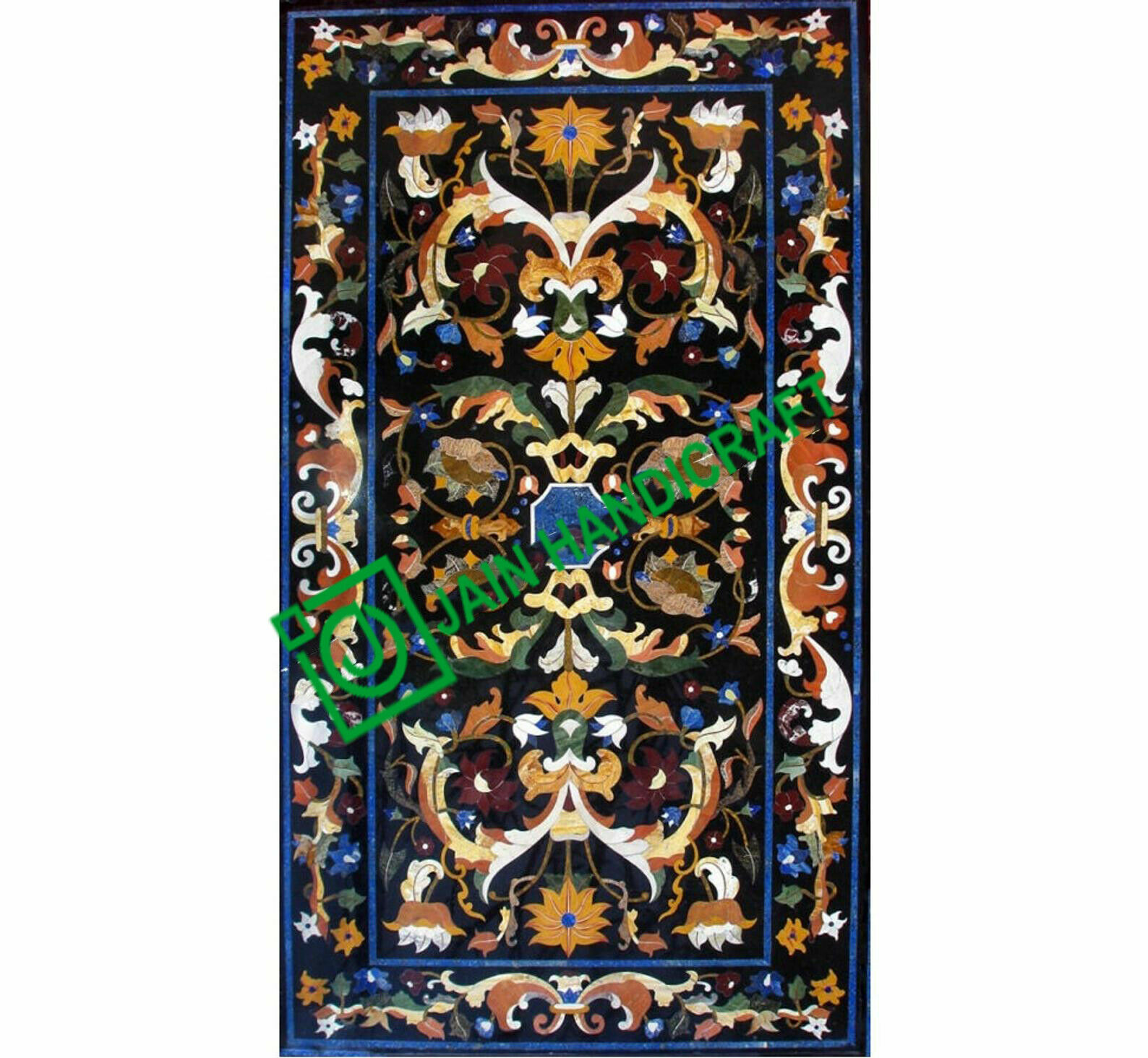3’x2′ black Marble Dining Coffee Corner Center Table Top inlay Mosaic decor p15