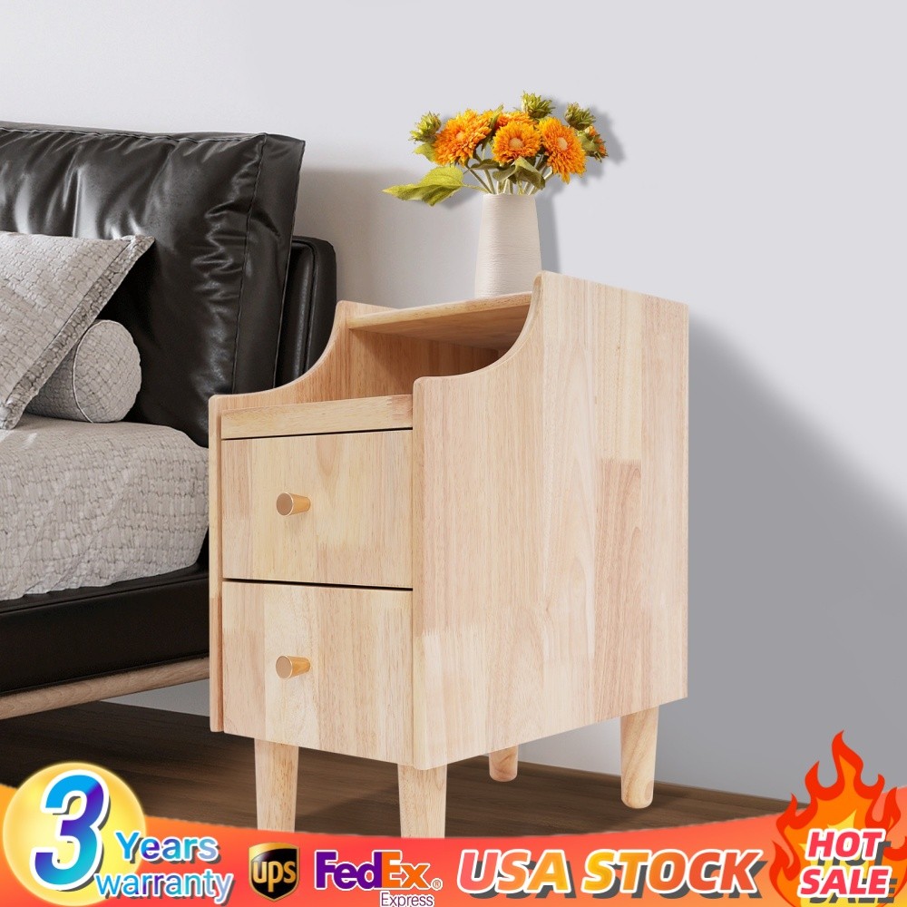 Wooden 2 Drawers Nightstand Bedside Table Bedroom Living Room Sofa End Table New
