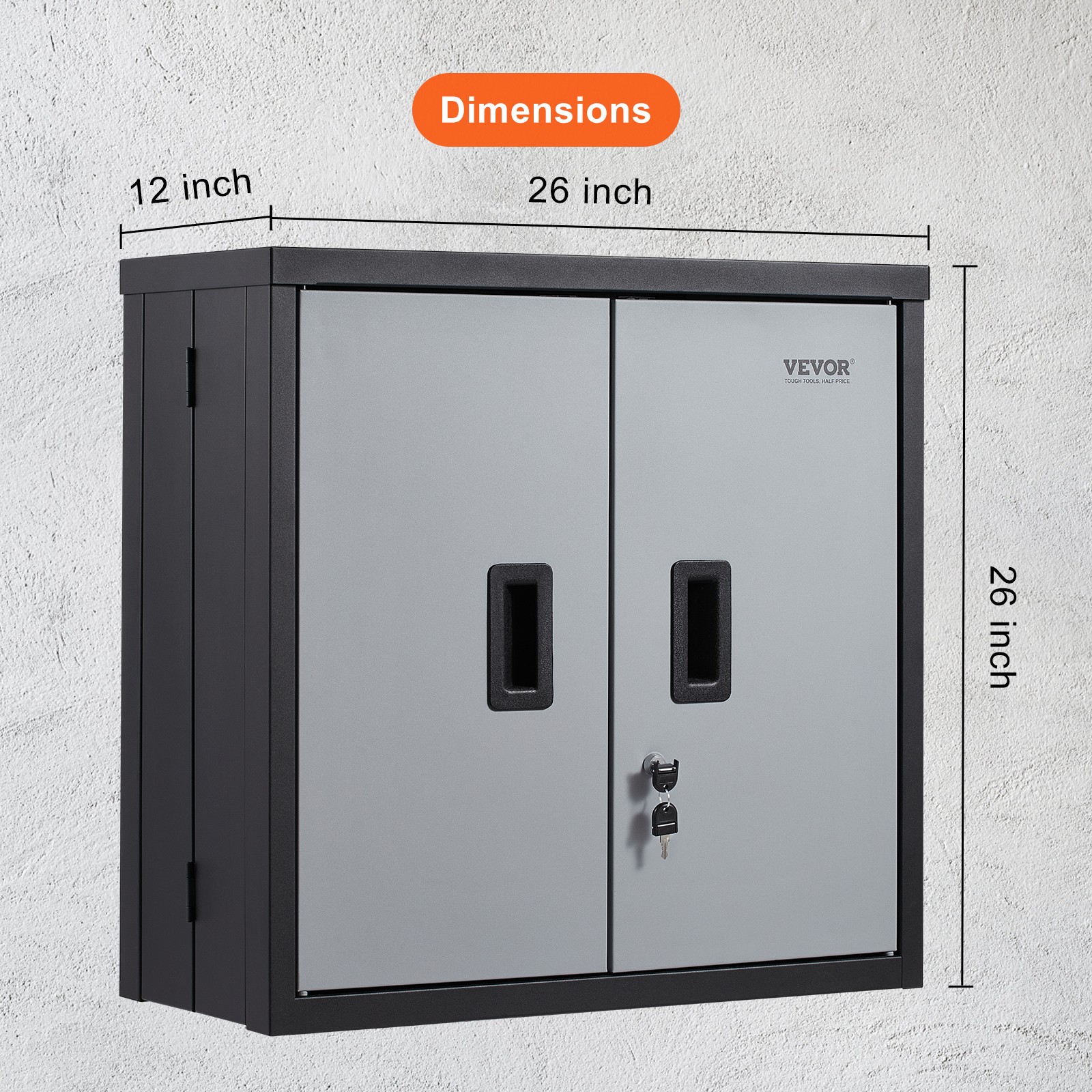 VEVOR Foldable Wall Cabinet Garage Cabinet Wall Mounted 26″ Small Cabinet 240LBS